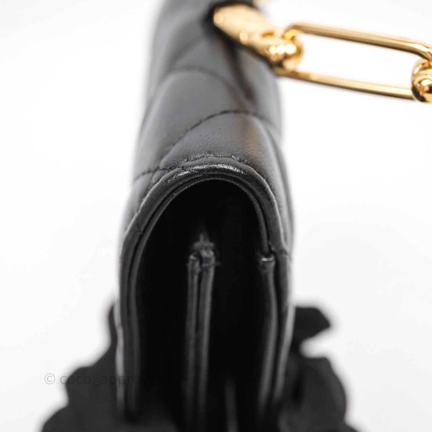 Chanel Jewel Hook Card Holder Black Lambskin Aged Gold Hardware