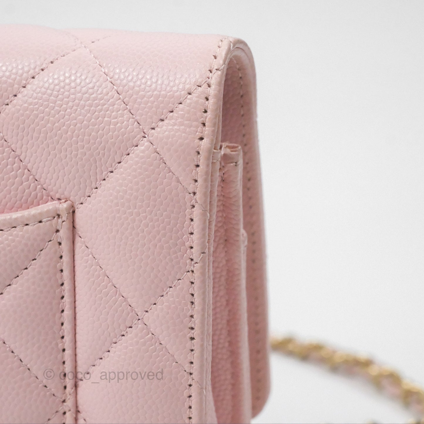 Chanel Quilted Classic Wallet on Chain WOC Pink Caviar Gold Hardware