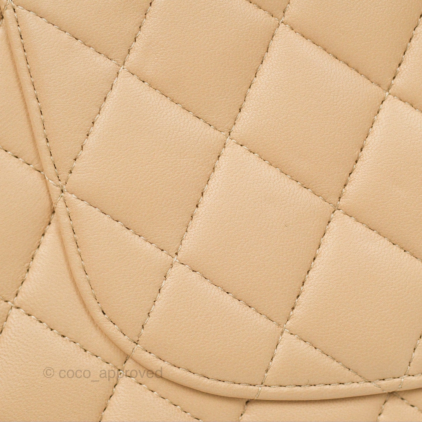 Chanel Classic M/L Medium Flap Quilted Beige Lambskin Silver Hardware