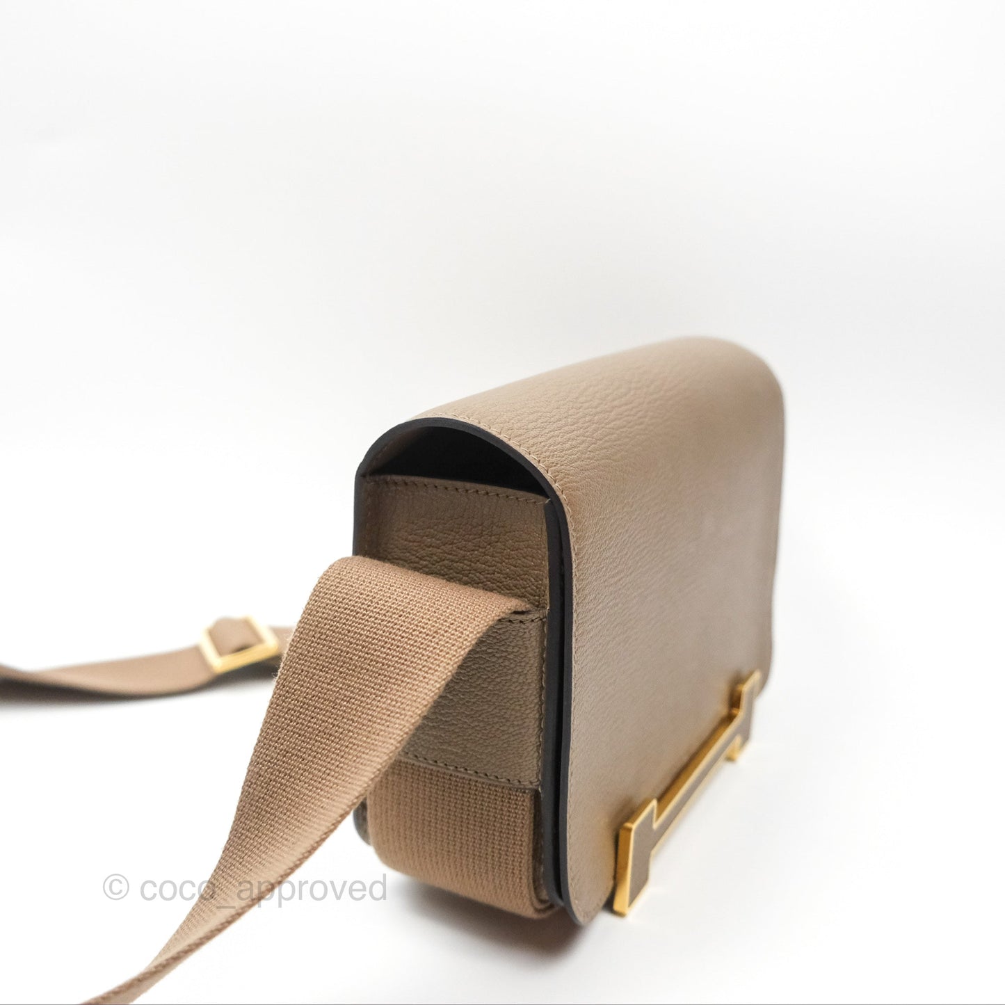 Hermès Geta Bag Etoupe Chevre Mysore Gold Hardware