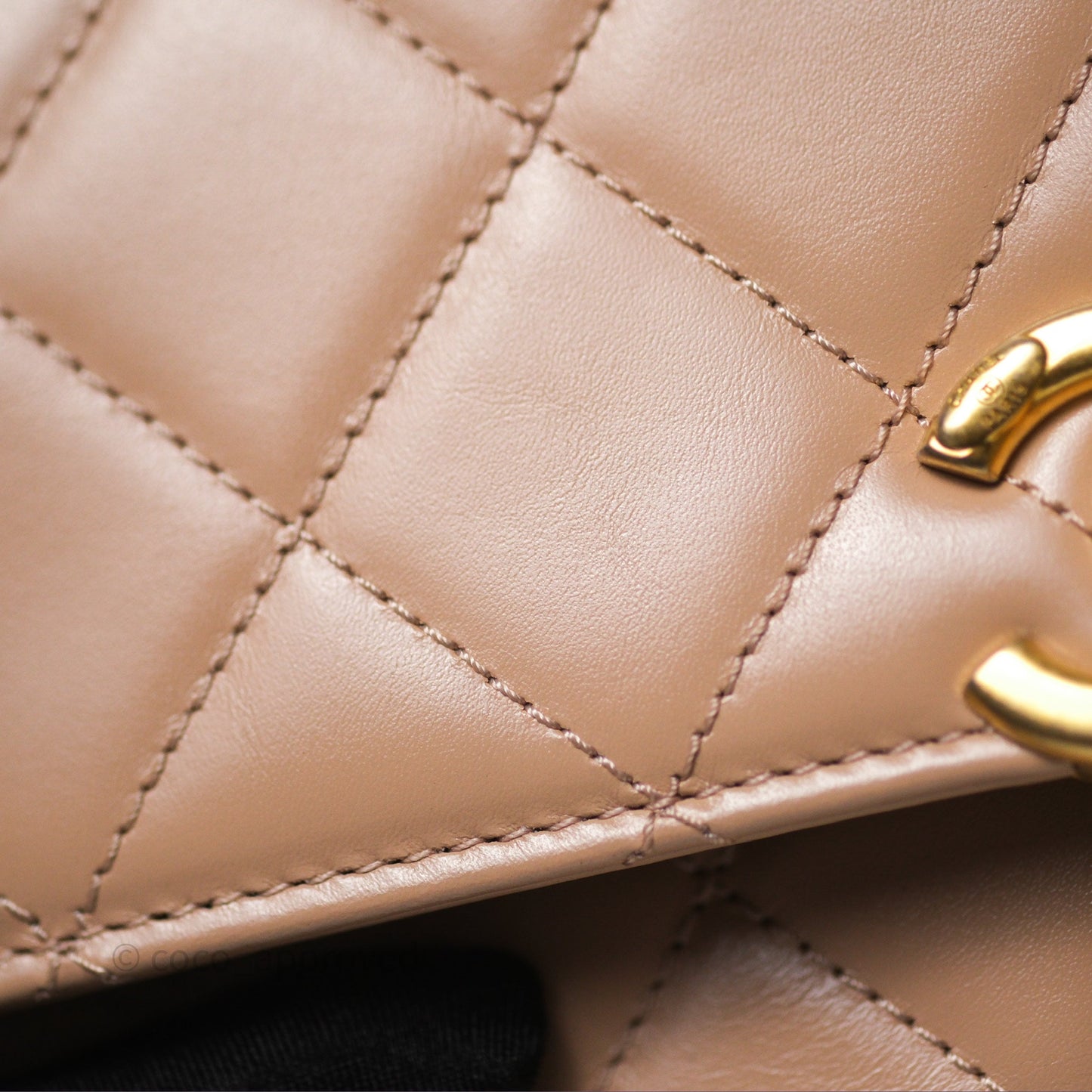 Chanel Quilted Small Perfect Fit Adjustable Beige Calfskin Gold Hardware 21A