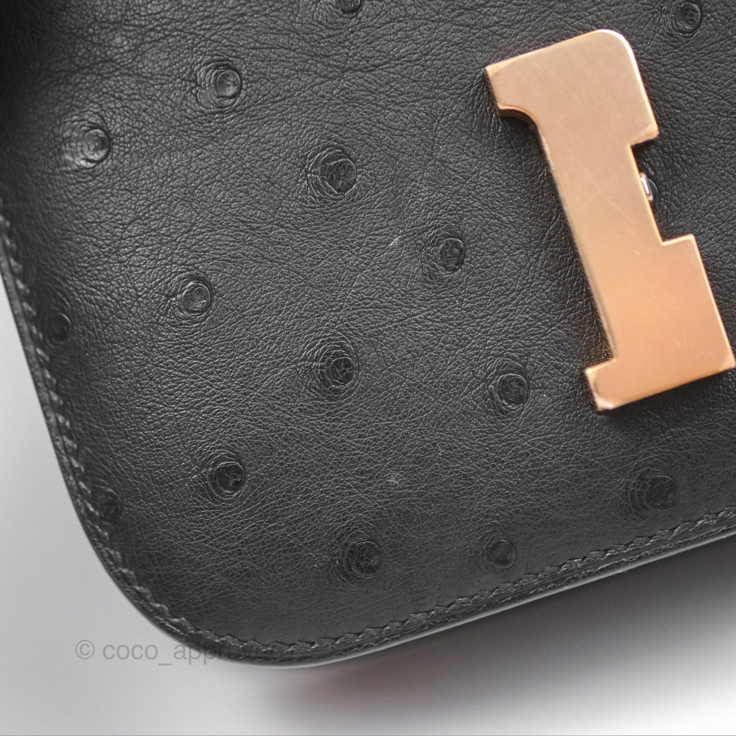 Hermès Constance Mini 18cm Noir 89 Ostrich Rose Gold Hardware