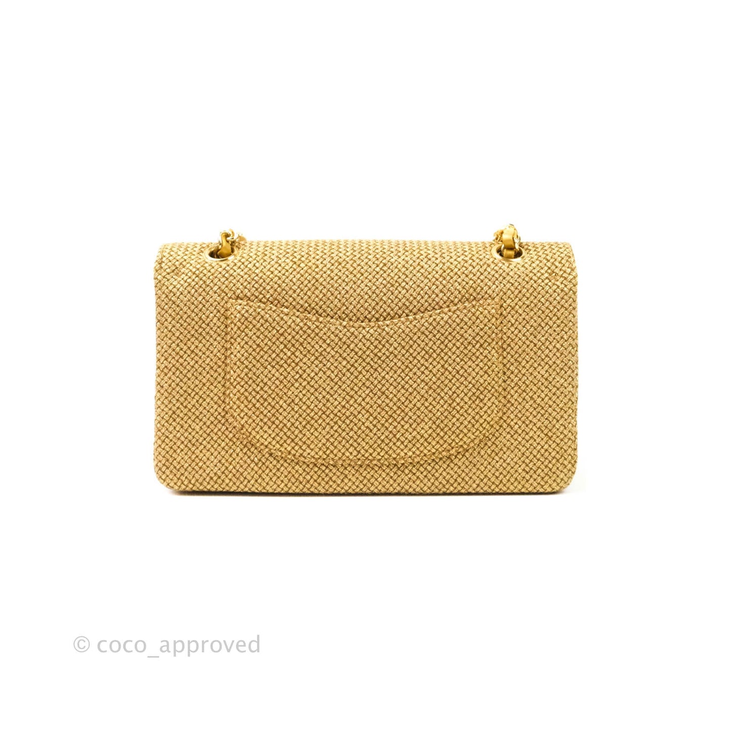 Chanel Classic M/L Medium Double Flap Gold Tweed Mirror Embellished Gold Hardware
