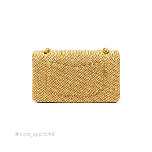 Chanel Classic M/L Medium Double Flap Gold Tweed Mirror Embellished Gold Hardware