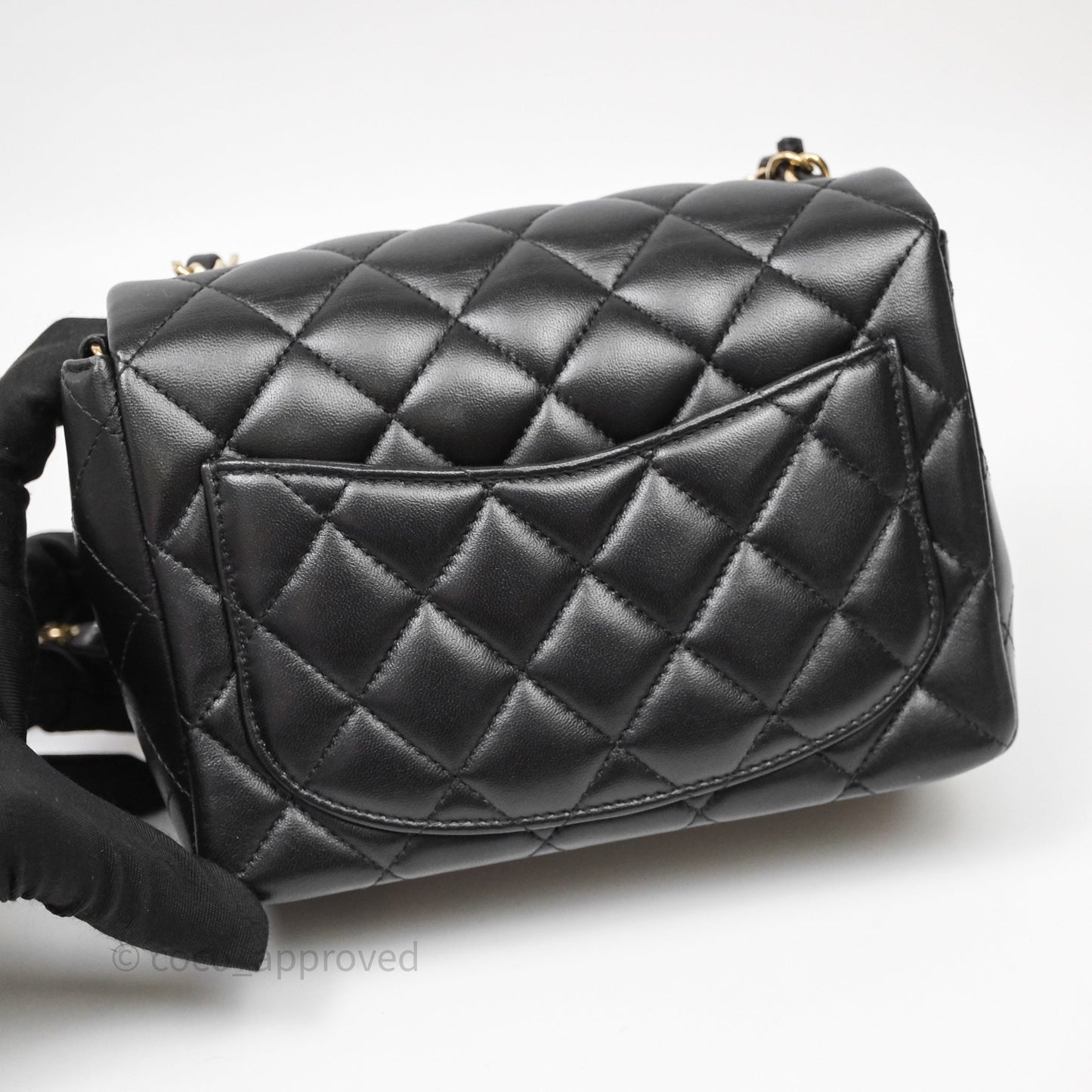 Chanel Mini Square Quilted Black Lambskin Gold Hardware