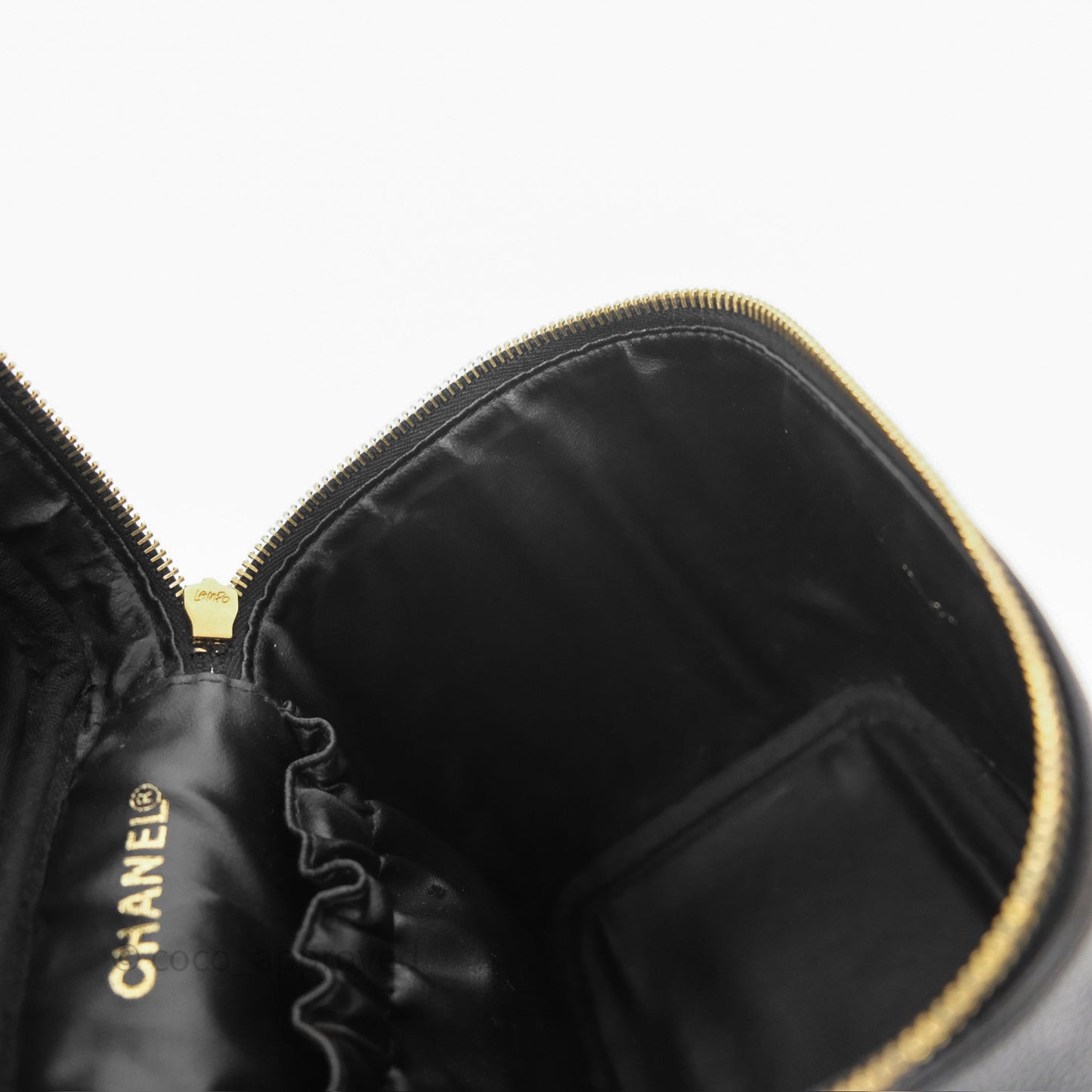Chanel Vintage Vanity Case Black Caviar Gold Hardware