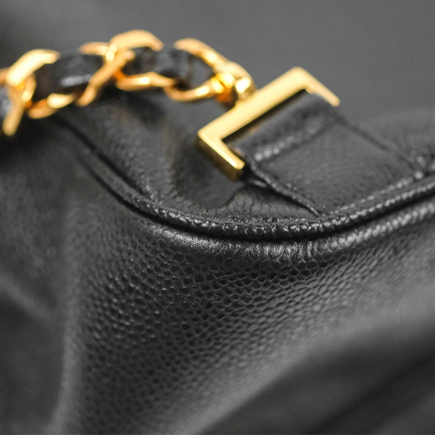 Chanel Vintage Large CC backpack Black Caviar 24K Gold Hardware