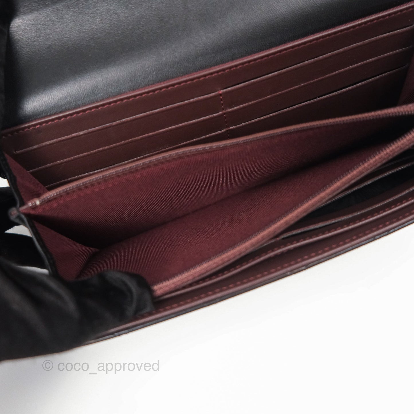 Chanel Quilted Classic Zip Long Wallet Black Lambskin Silver Hardware