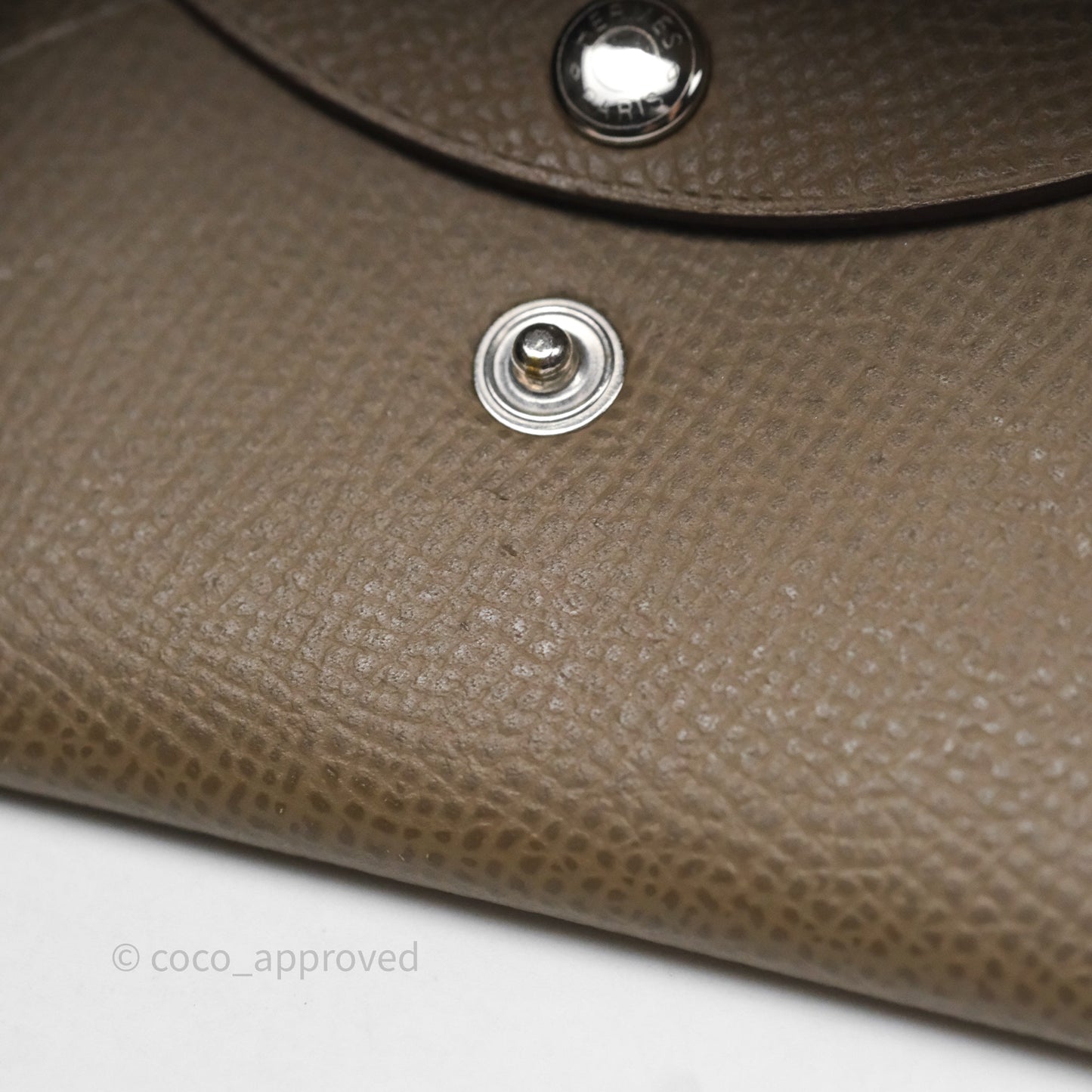 Hermès Calvi Duo Compact Card Holder Etoupe Epsom Palladium Hardware