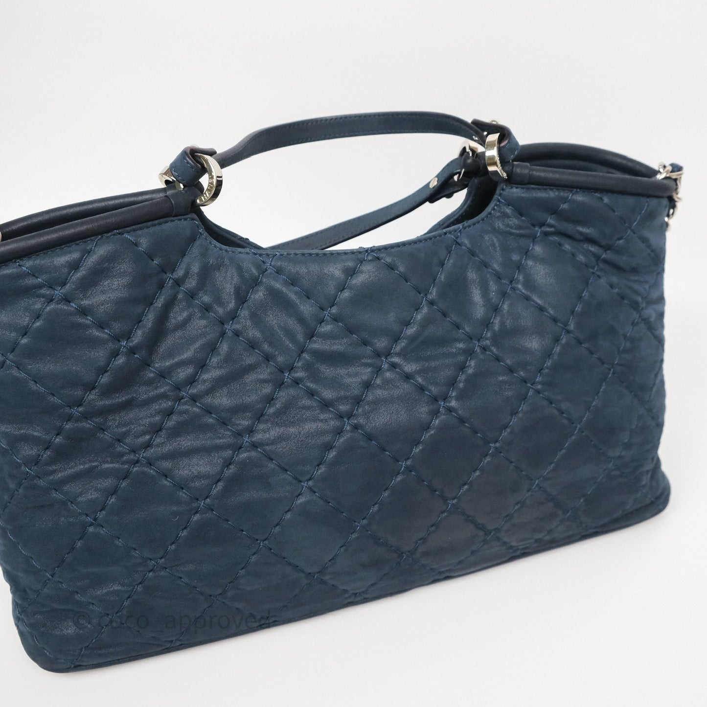 Chanel Small Sea Hit Tote Navy Iridescent Calfskin Silver Hardware