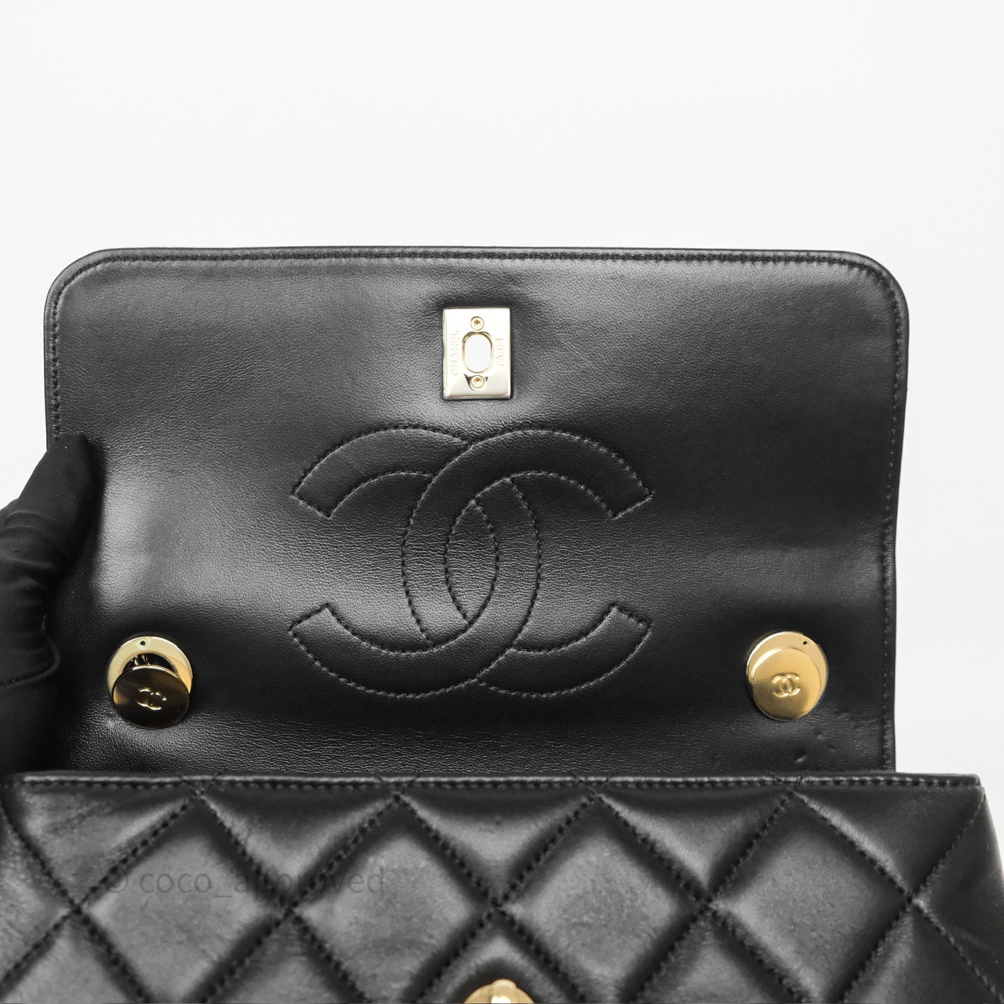 Chanel Small Trendy CC Black Lambskin Gold Hardware