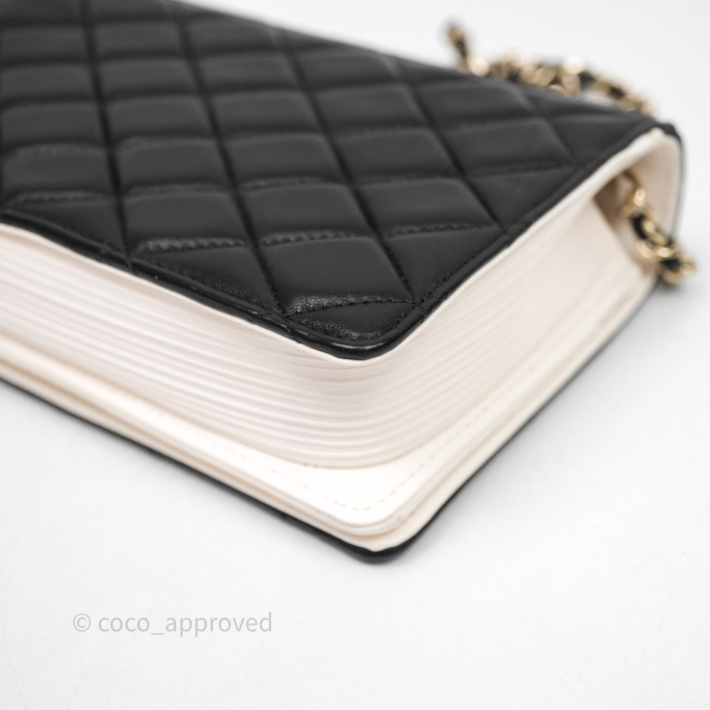 Chanel Quilted Book Wallet on Chain WOC Black Lambskin Gold Hardware