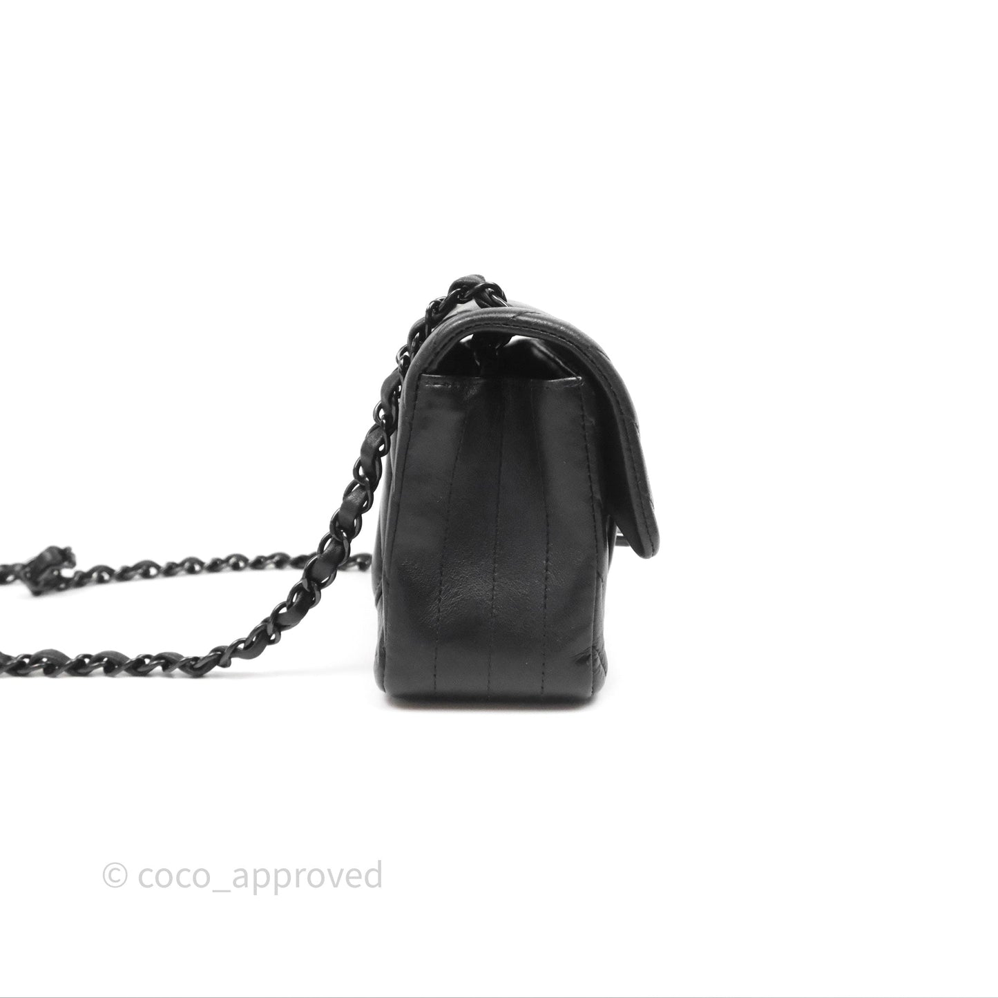 Chanel Quilted Mini Rectangular Chevron Black Lambskin So Black Hardware