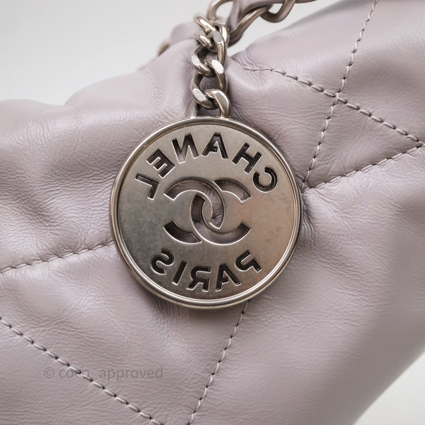 Chanel 22 Small Grey Aged Calfskin Matte Silver Hardware