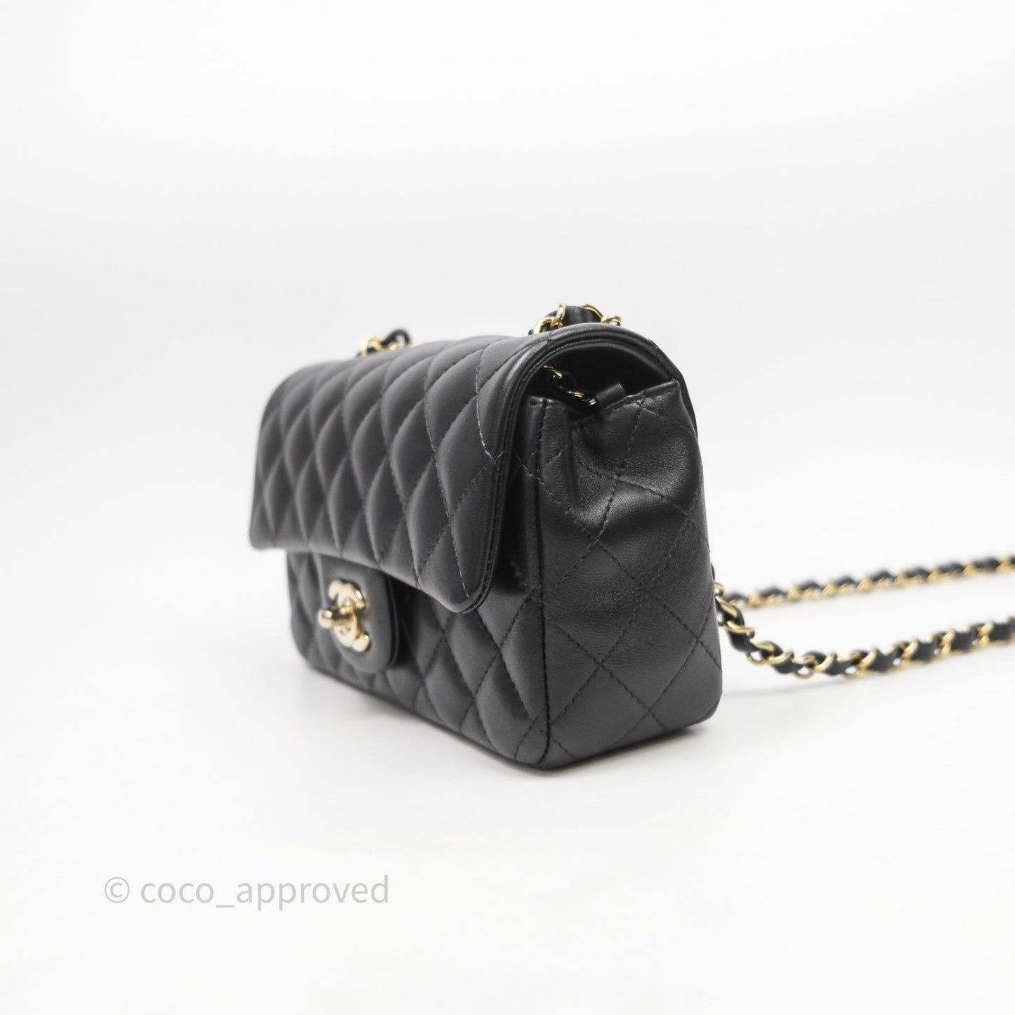 Chanel Mini Rectangular Black Lambskin Bag Gold Hardware