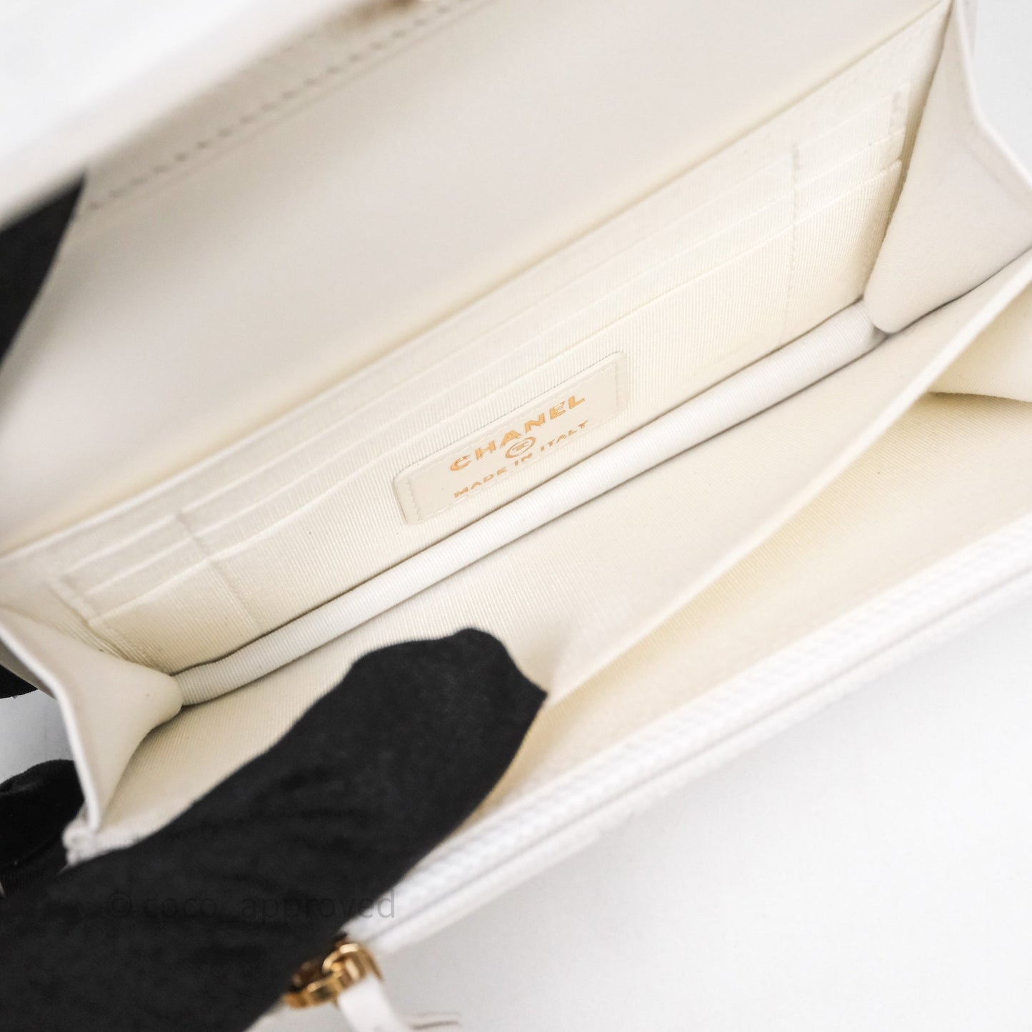 Chanel Mini Wallet On Large Pearl Chain WOC Quilted White Lambskin Gold Hardware