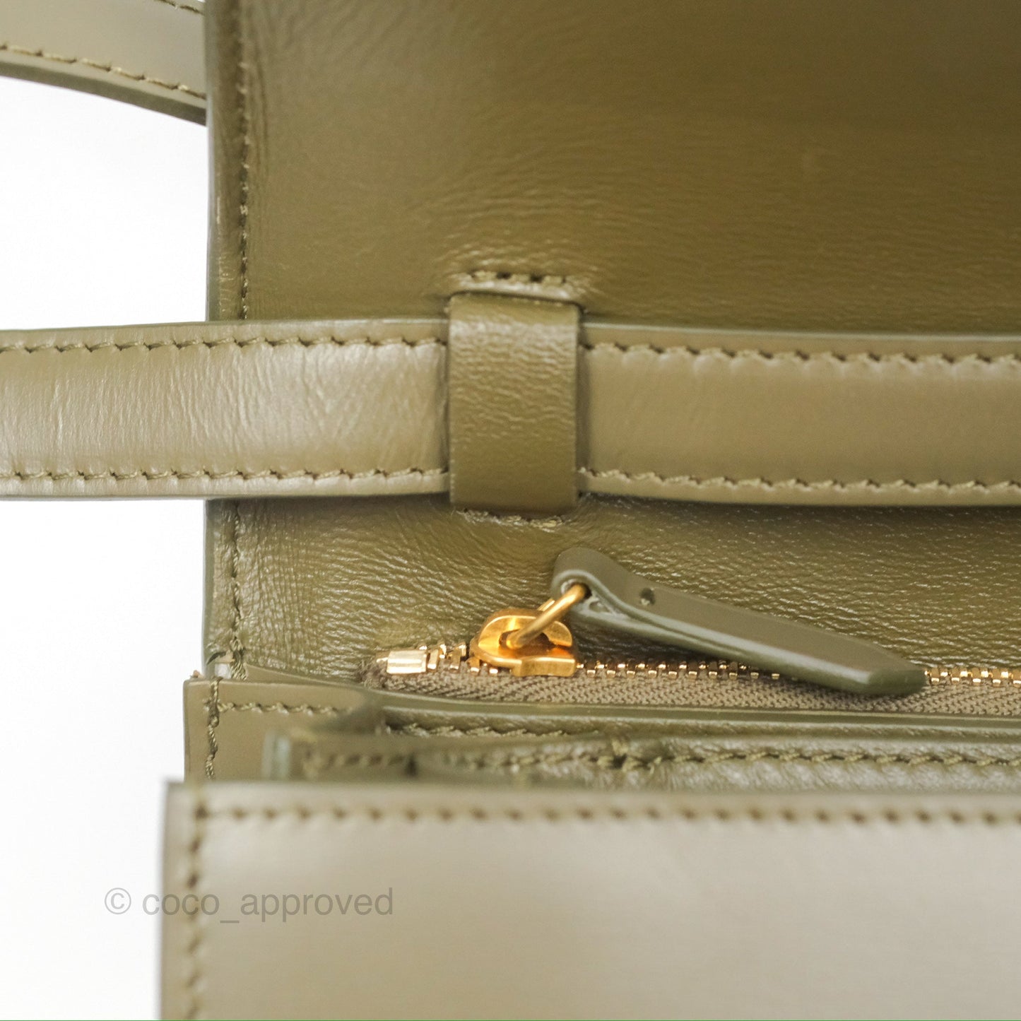 Celine Medium Classic Box Flap Dark Olive Green Box Calfskin Gold Hardware