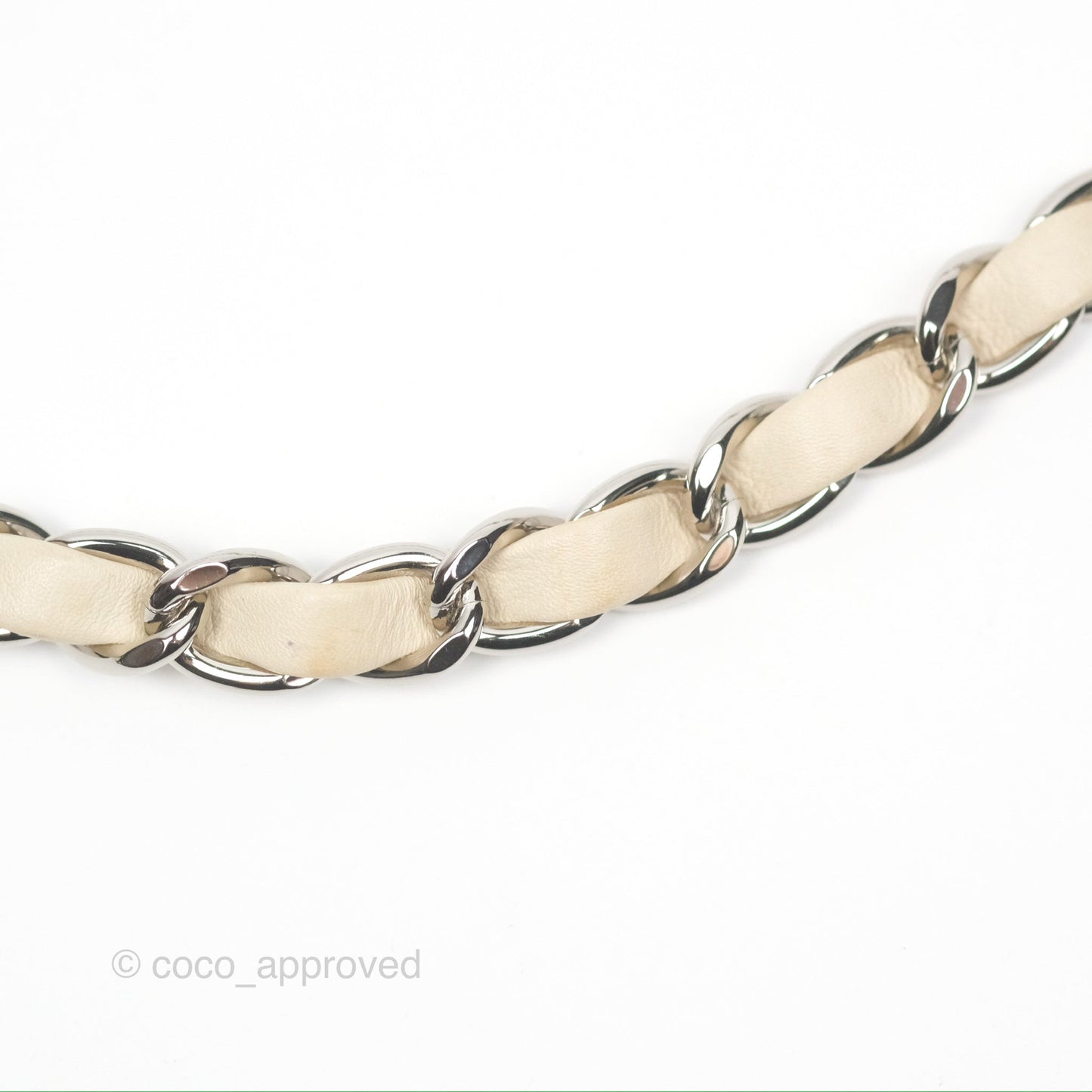 Chanel Mini Card Holder Chain Belt Bag Chevron Ivory Calfskin Silver Hardware