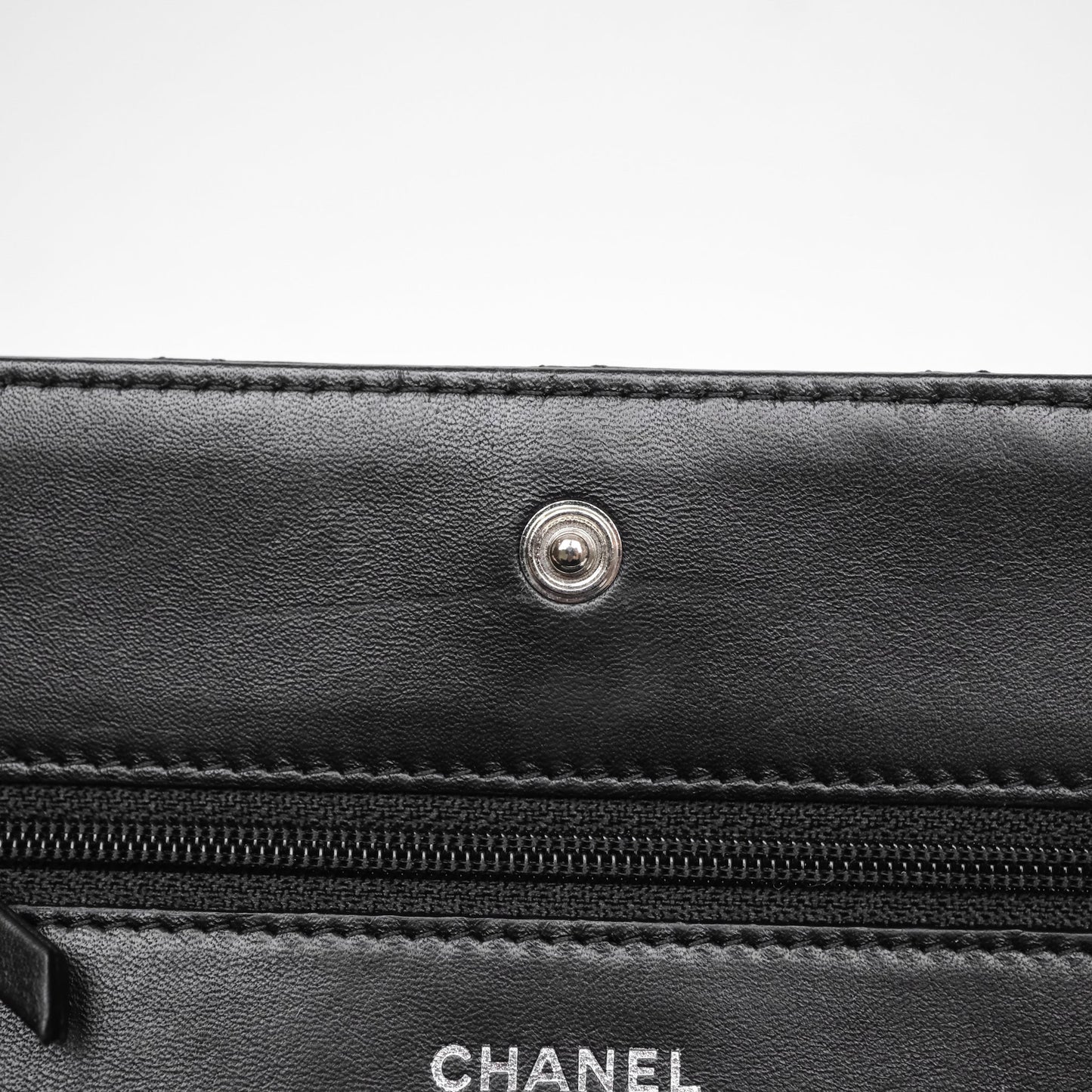 Chanel Cambon Line Wallet On Chain Black Lambskin Bag Silver Hardware