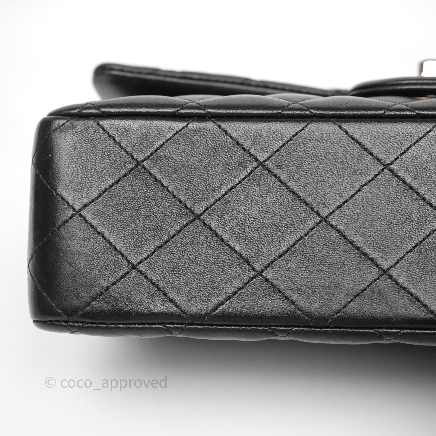 Chanel Classic M/L Medium Flap Quilted Black Lambskin Silver Hardware