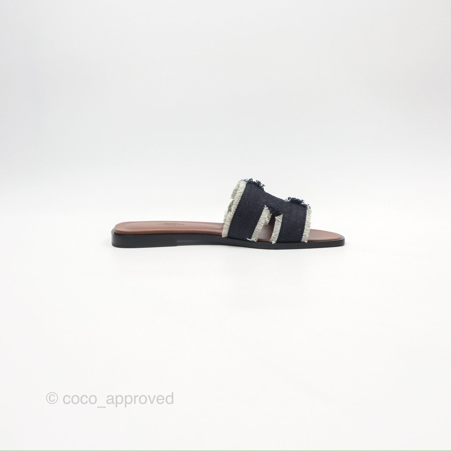 Hermès Oran Sandals in Black Denim Size 37