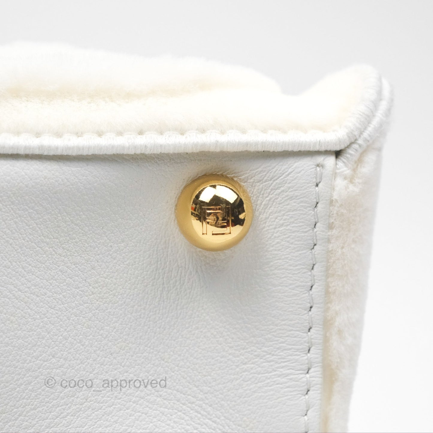 Fendi Peekaboo Medium Mink Fur White Gold Hardware