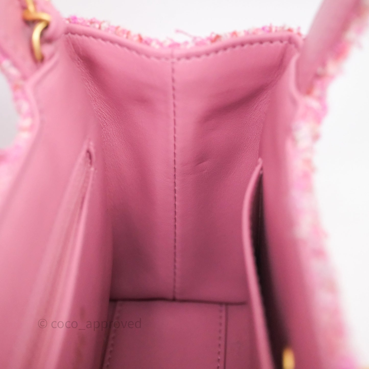 Chanel Kelly Bag Pink Tweed Aged Gold Hardware