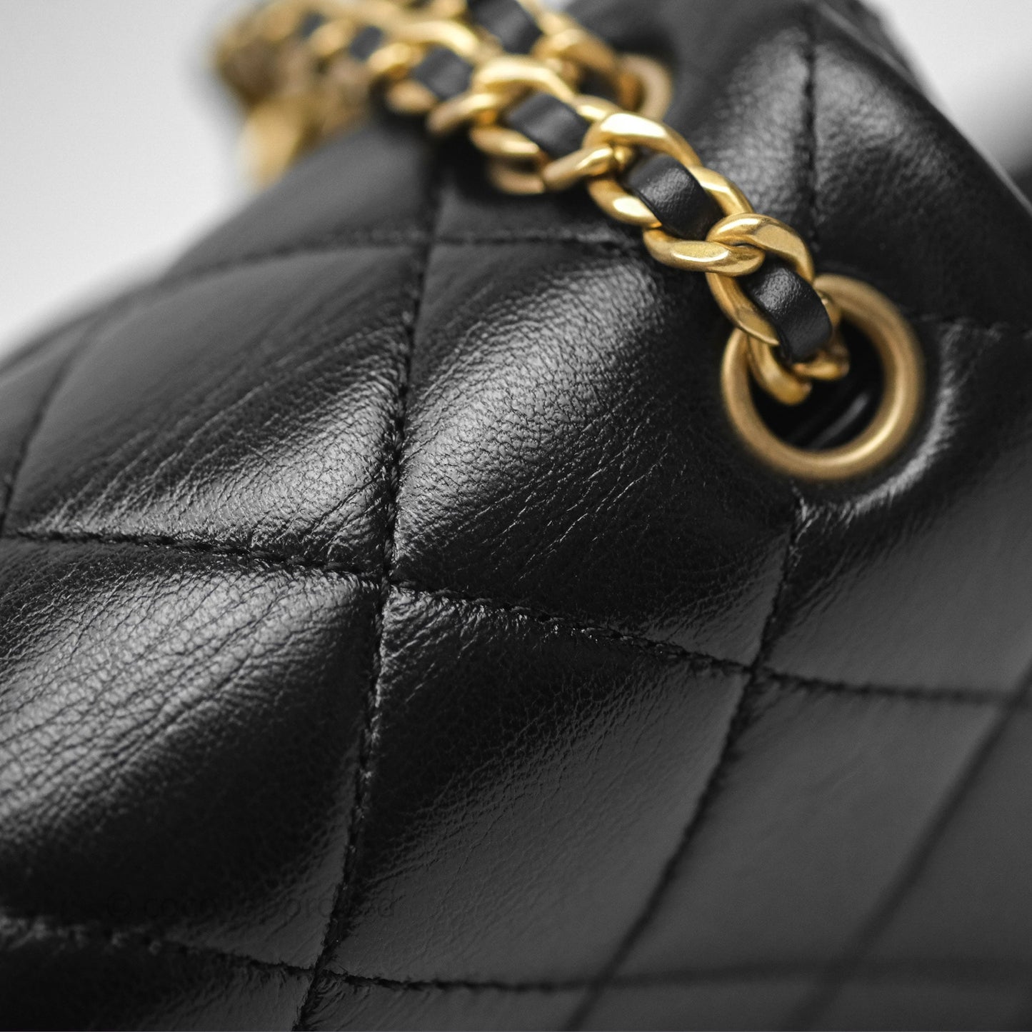 Chanel Quilted Flap Bag Black Lambskin Aged Gold Hardware 22P