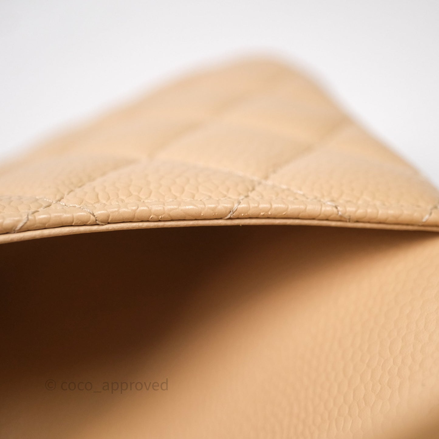 Chanel Classic M/L Medium Flap Quilted Beige Caviar Gold Hardware