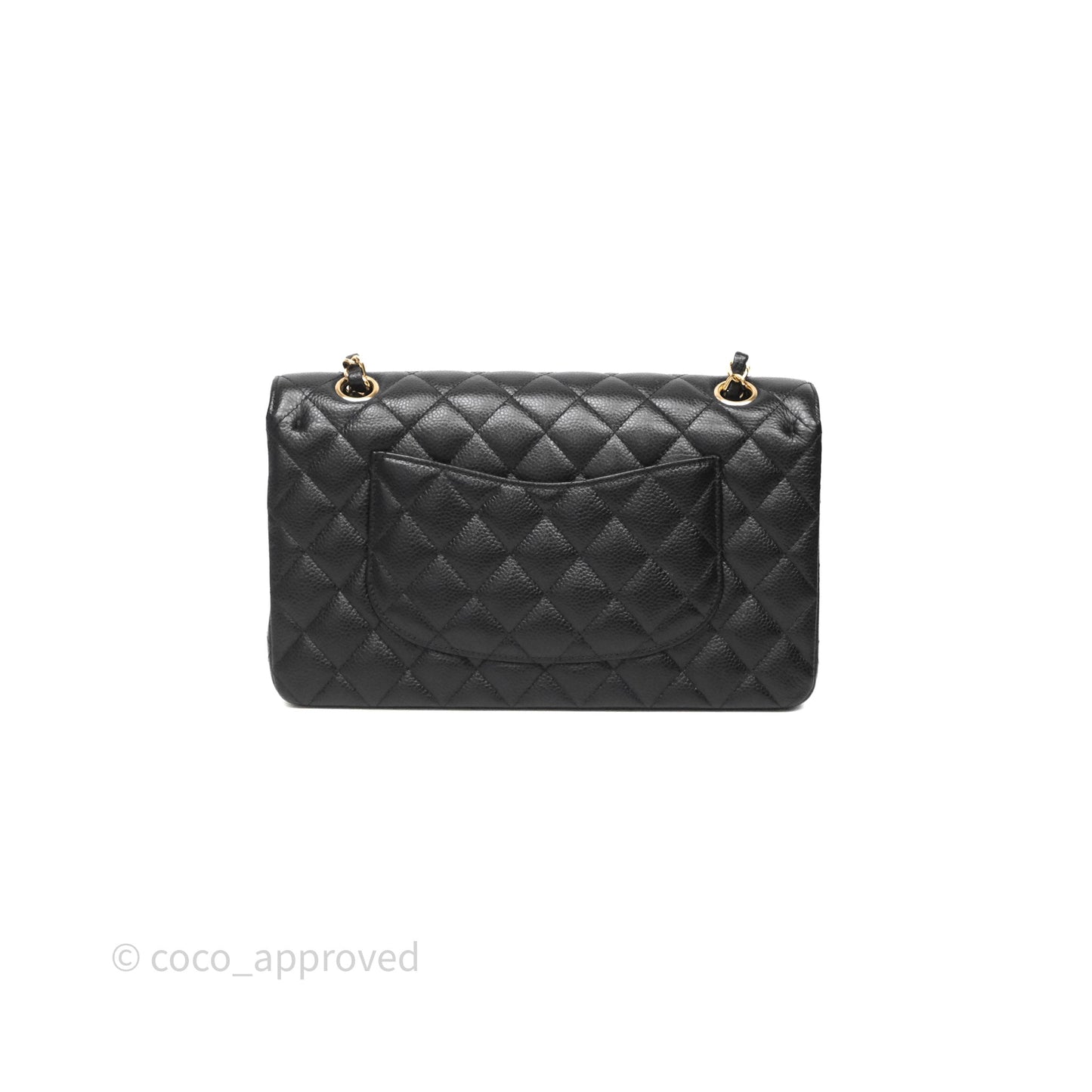Chanel Quilted Classic M/L Medium Flap Black Caviar Gold Hardware