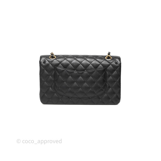 Chanel Quilted Classic M/L Medium Flap Black Caviar Gold Hardware