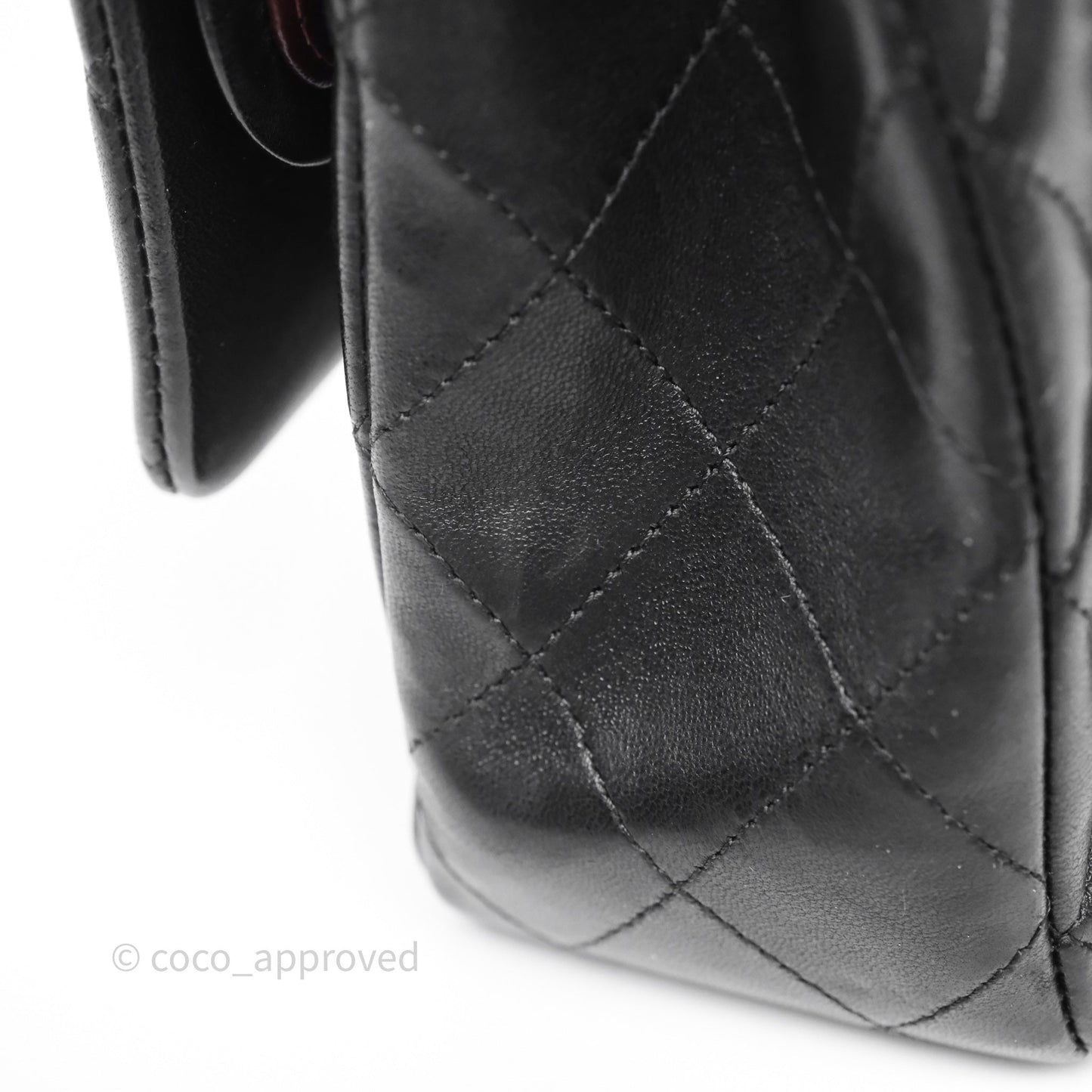 Chanel Classic M/L Medium Flap Quilted Black Lambskin Silver Hardware