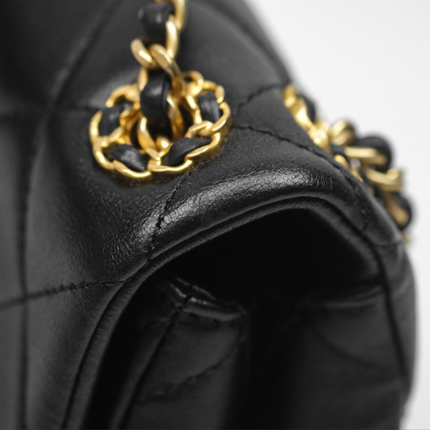 Chanel Flap Bag Black Lambskin Aged Gold Hardware 24P