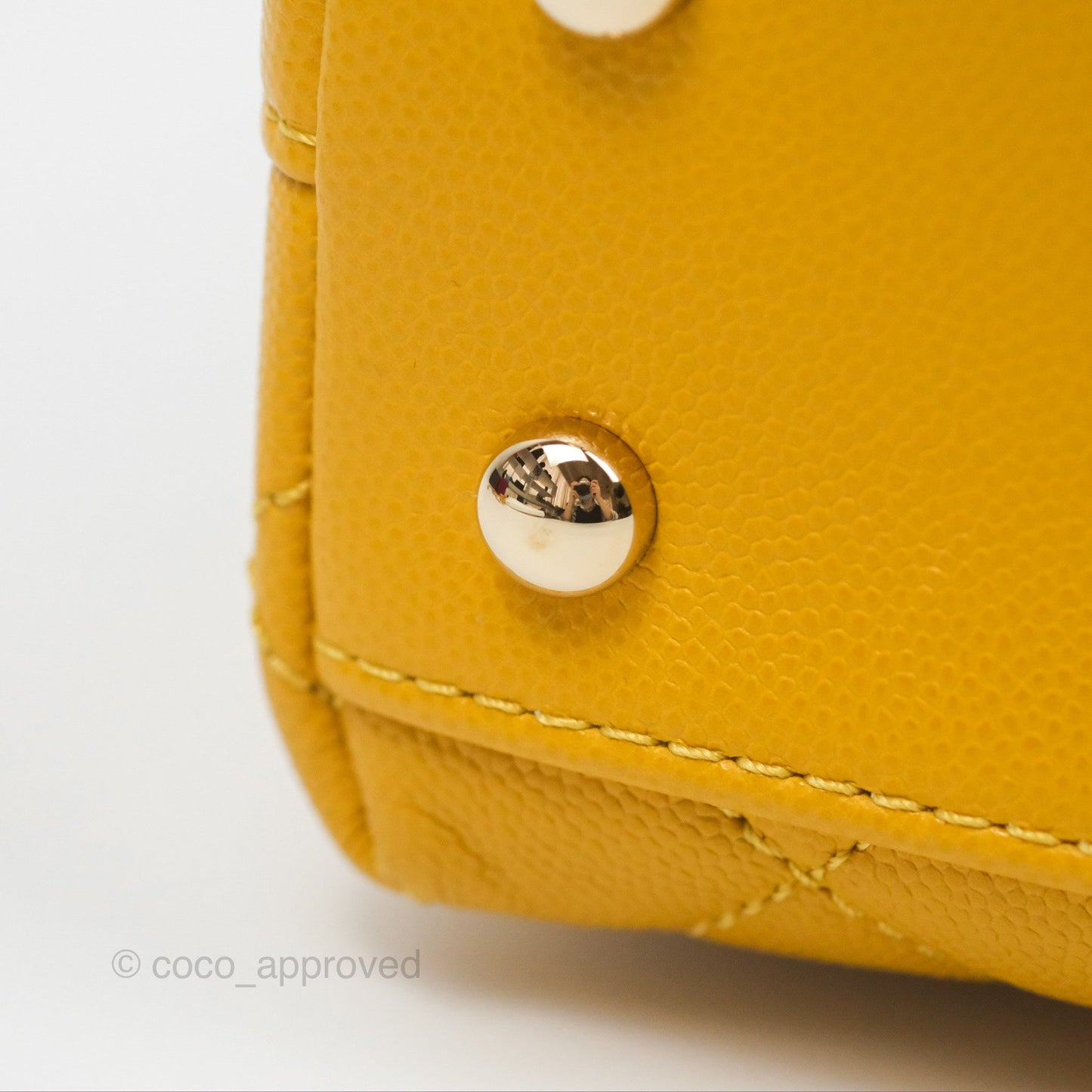 Chanel Small Coco Handle Mustard Yellow Caviar Gold Hardware