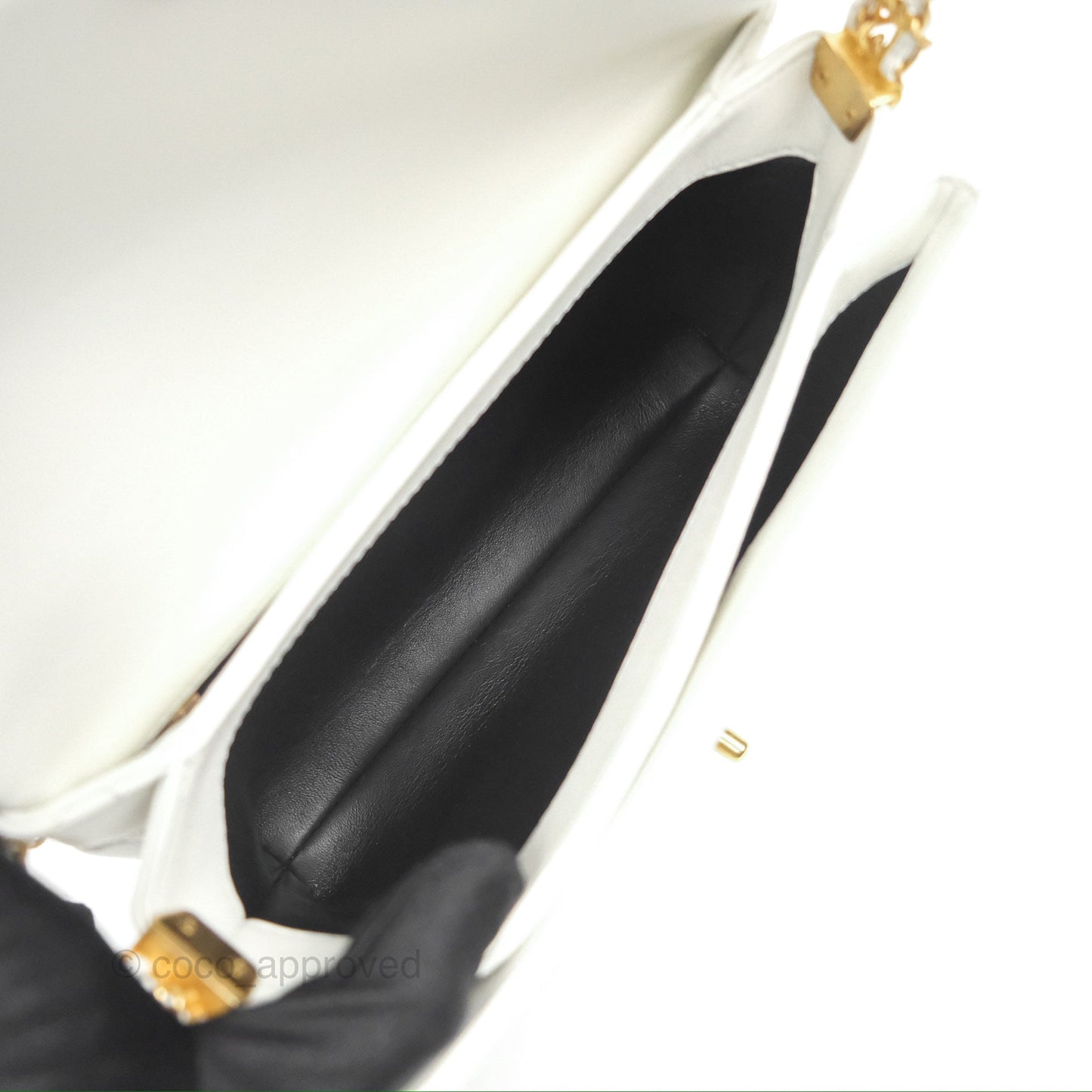 Chanel Adjustable Flap Bag White Calfskin Aged Gold Hardware