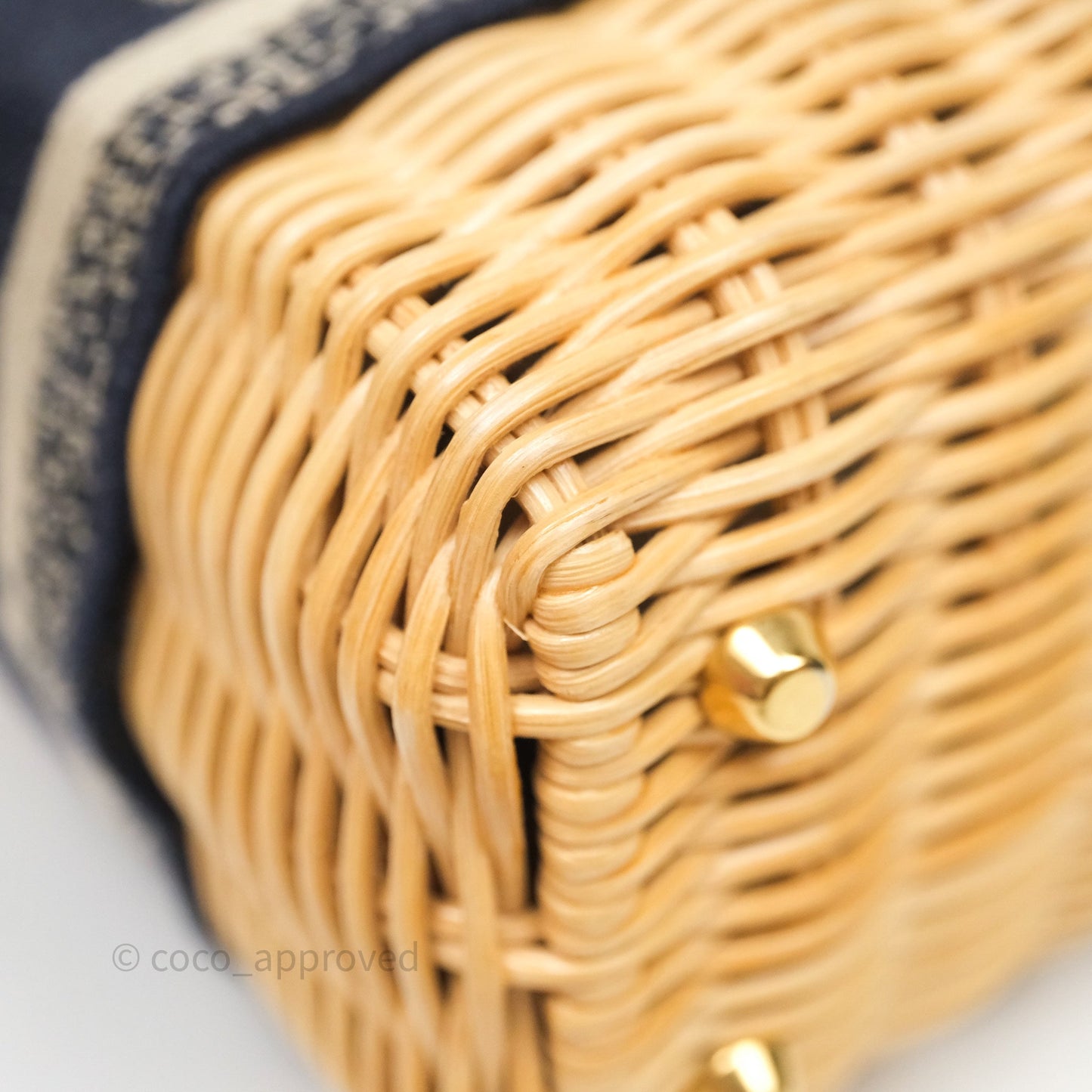 Christian Dior Mini Lady Dior Natural Rattan and Blue Dior Oblique Jacquard