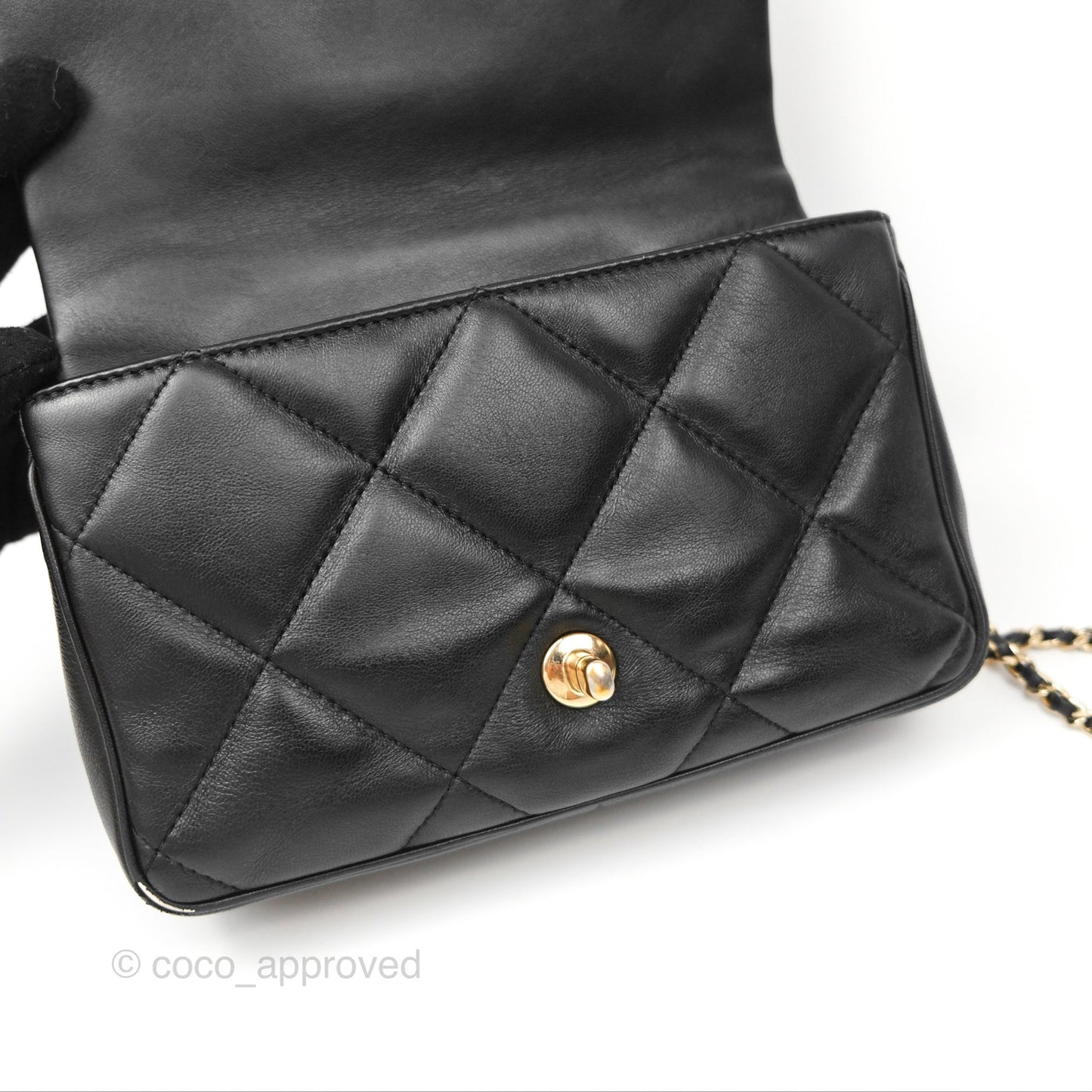 Chanel Small Coco Lady Quilted Flap Bag With Top Handle Black Calfskin Gold Hardware