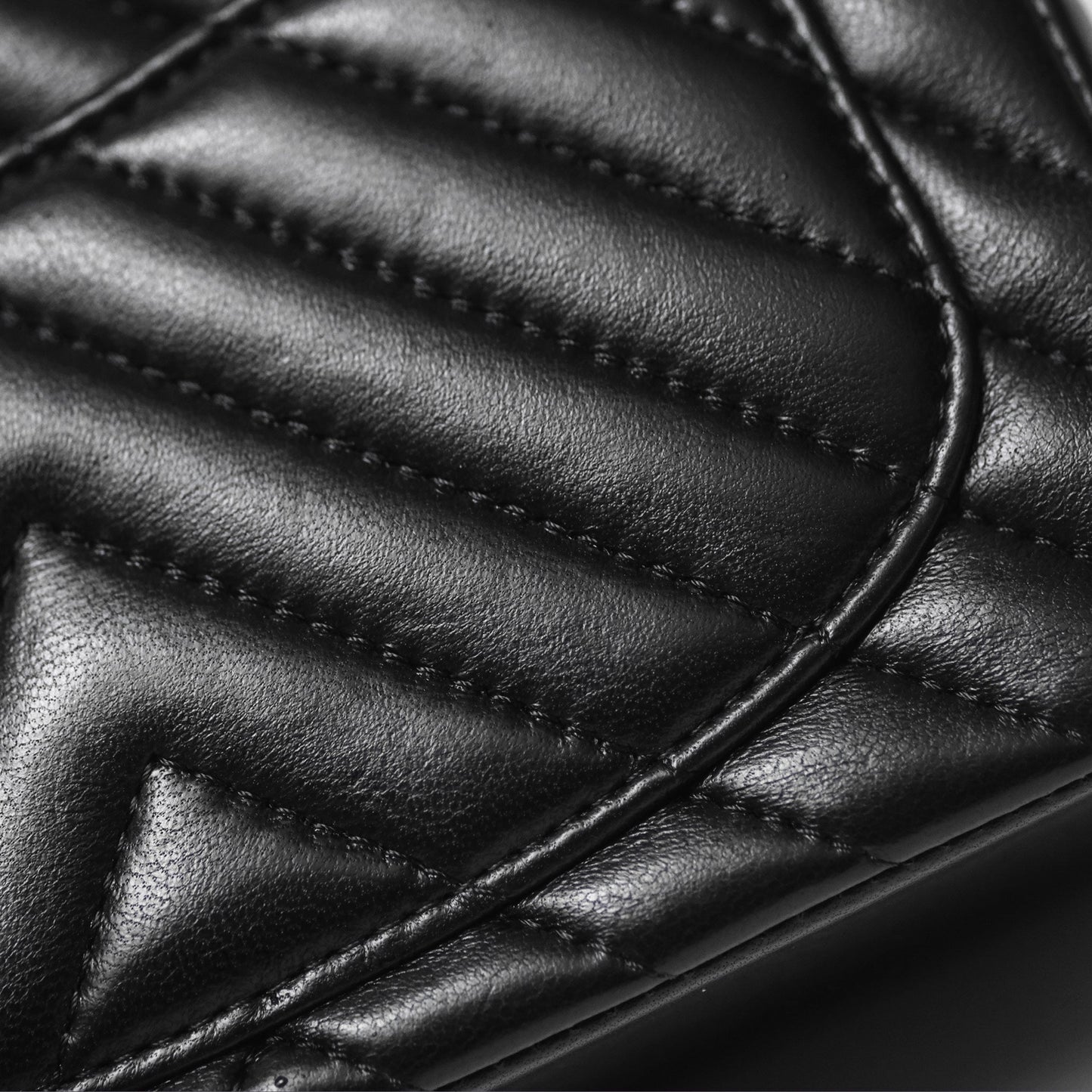 Chanel Mini Square Flap Chevron Black Lambskin Aged Gold Hardware