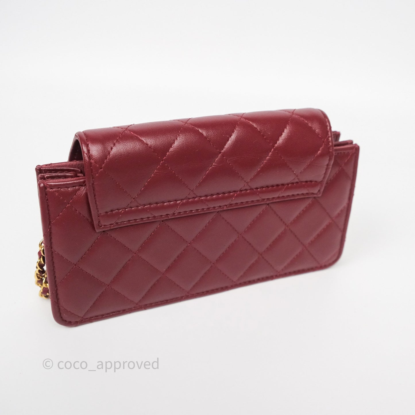 Chanel Mini WOC with CC Chain Burgundy Lambskin Gold Hardware 22K