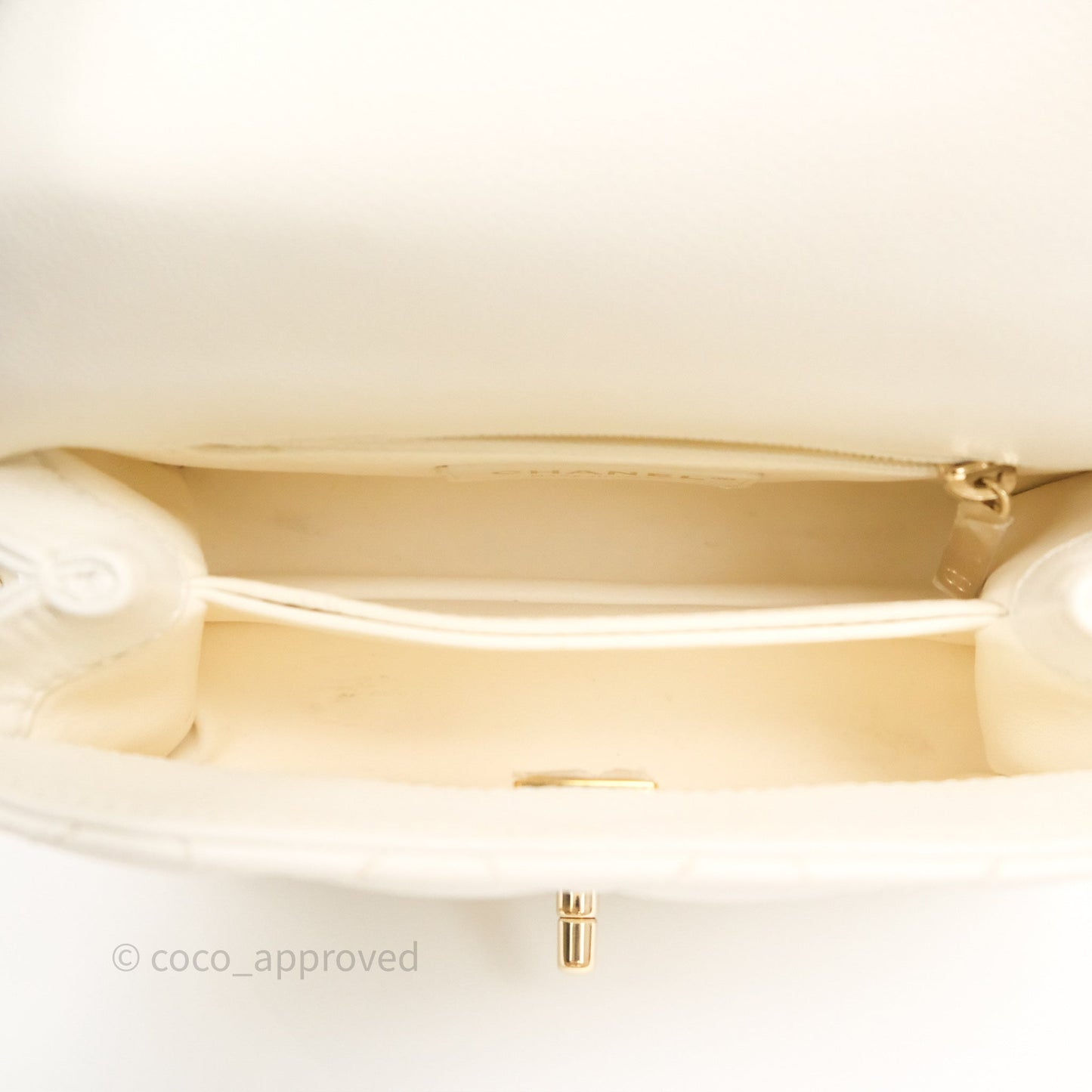Chanel Mini Coco Handle Quilted Ivory White Caviar Gold Hardware