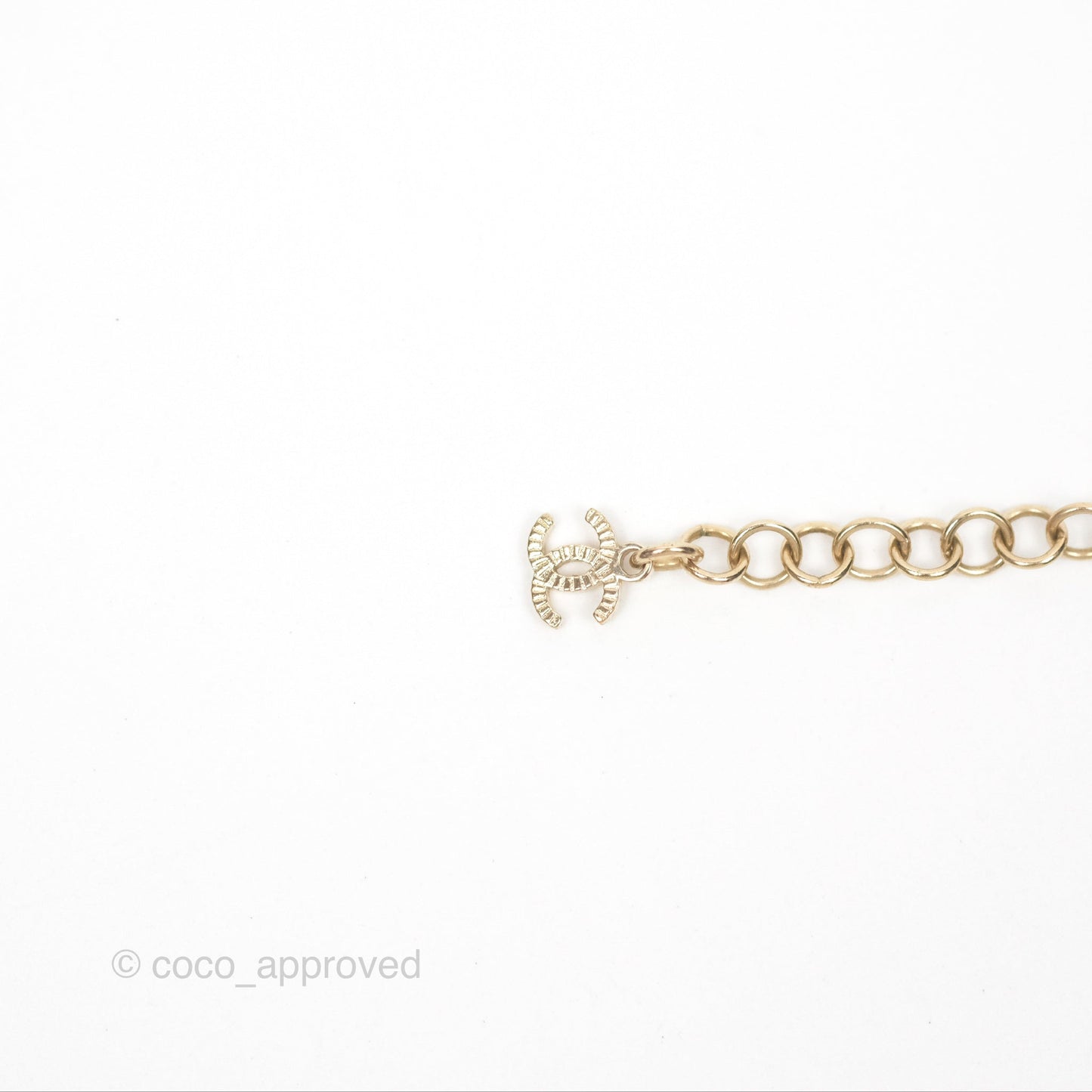 Chanel CC Crystal Chain Choker Necklace Gold Tone 21S