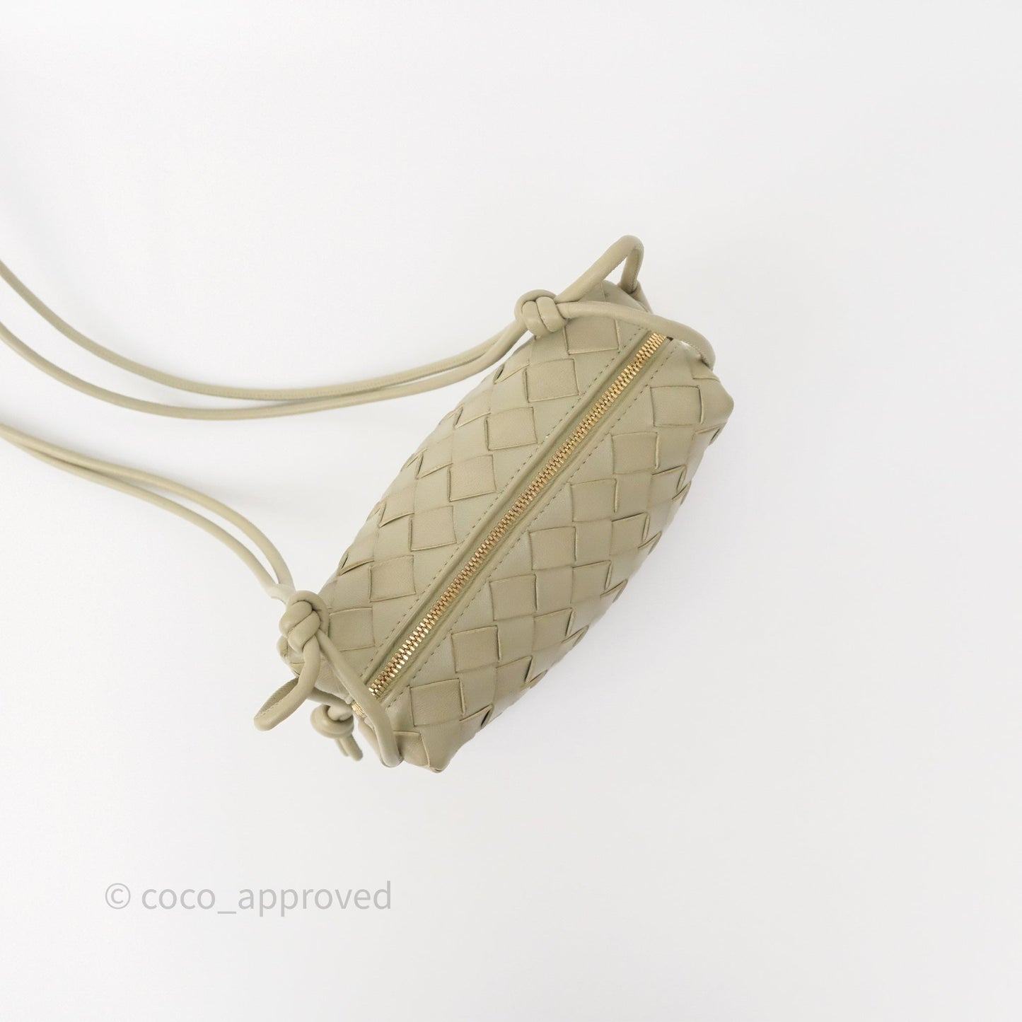 Bottega Veneta Loop Camera Bag Intrecciato Lambskin Travertine