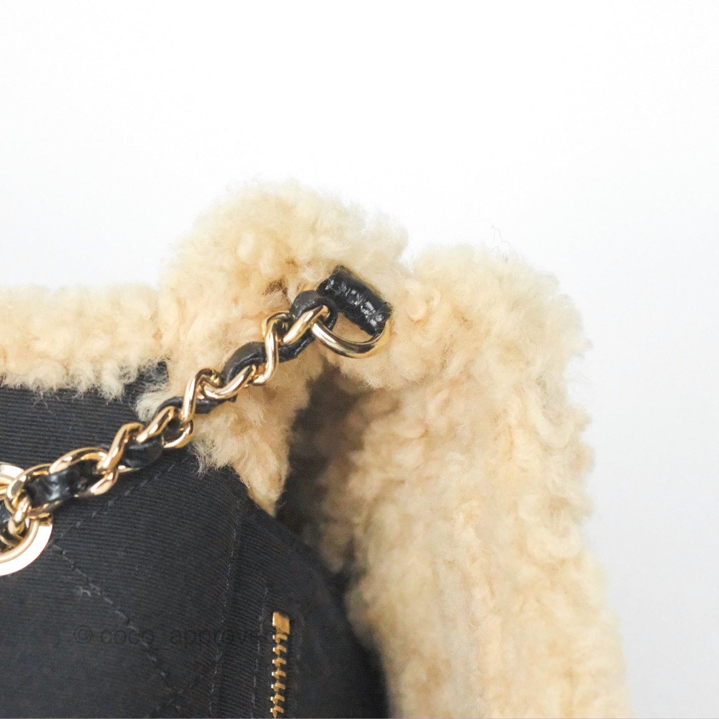 Chanel Mania CC Shearling Flap Bag Black Crumpled Glazed Sheepskin
