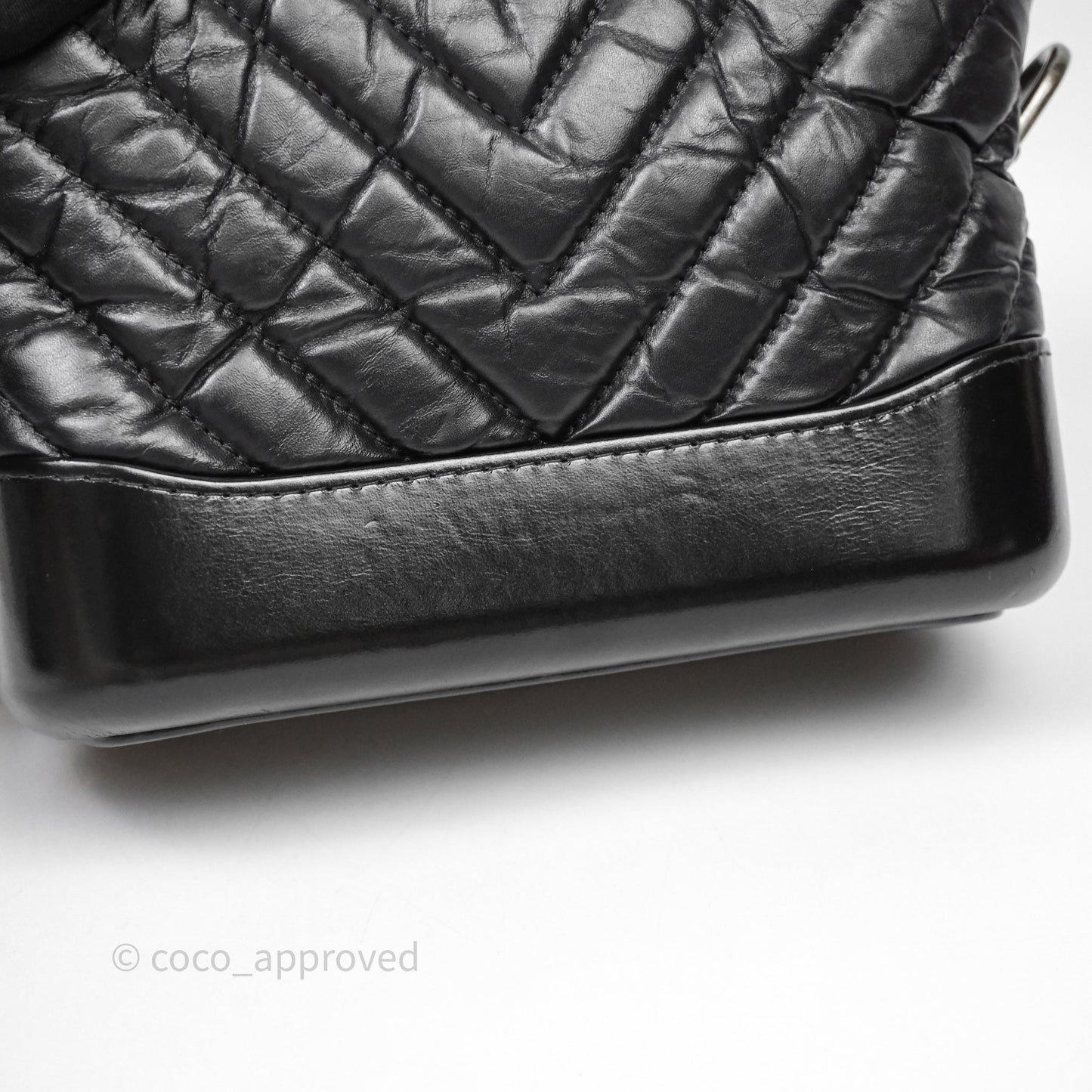 Chanel Small Gabrielle Hobo Chevron Black Aged Calfskin