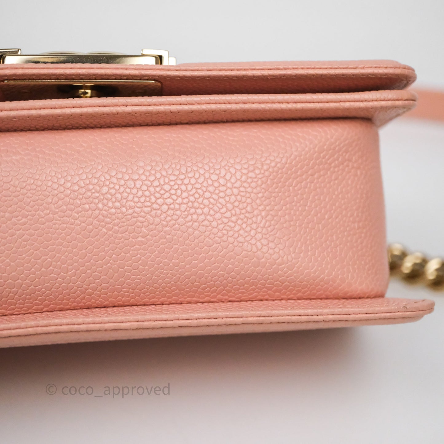 Chanel Small Boy Quilted Pink Caviar Gold Hardware