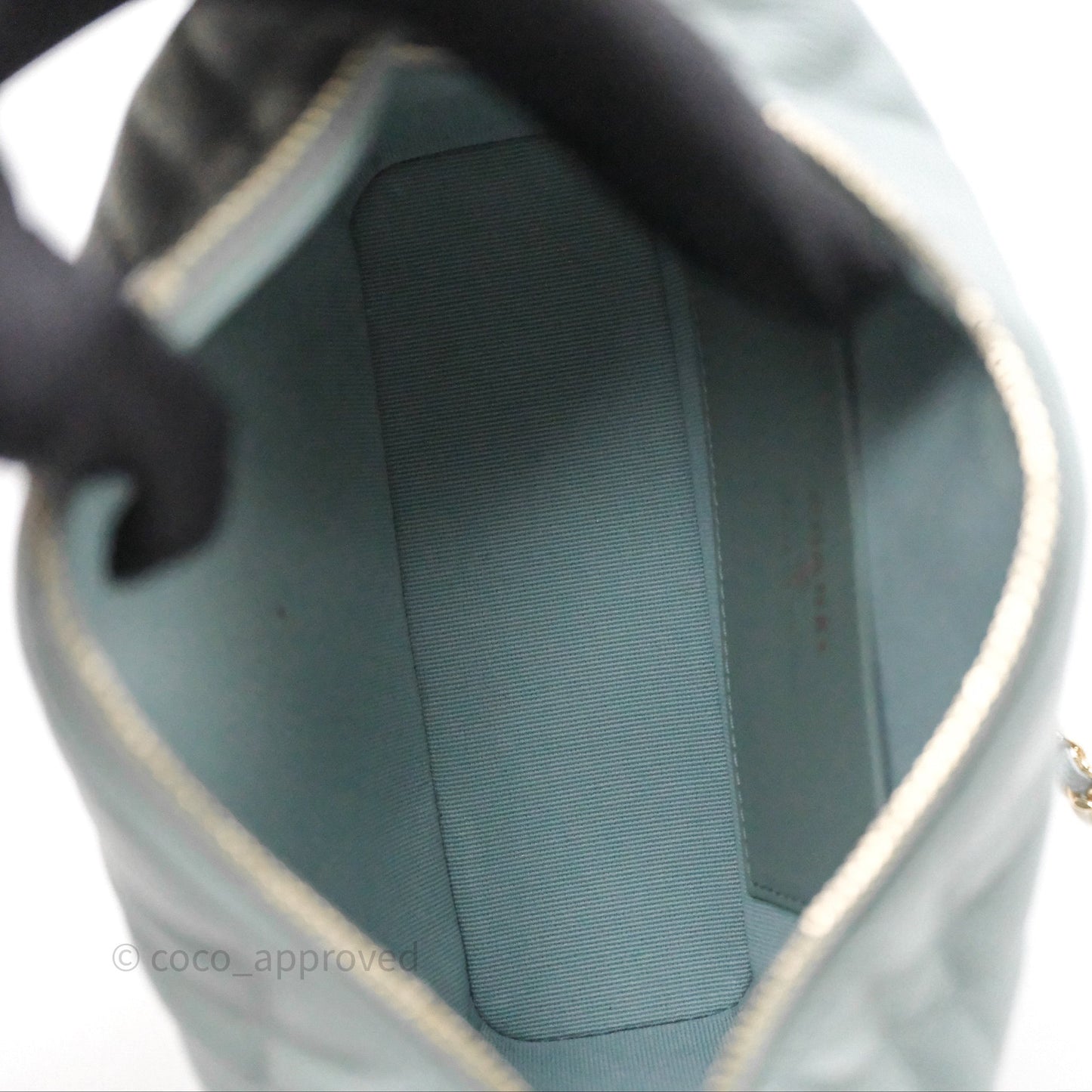 Chanel Hobo With Chain Quilted Tiffany Green Grey Caviar Gold Hardware
