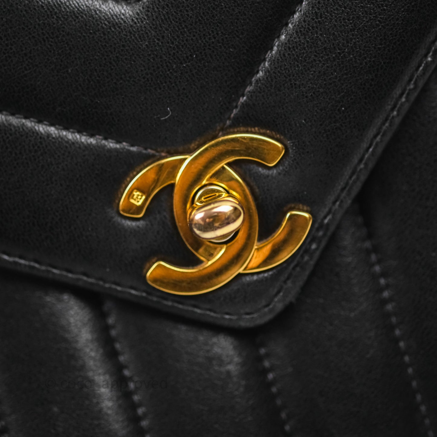 Chanel Vintage Chevron Envelope Flap Bag Black Lambskin 24K Gold Hardware