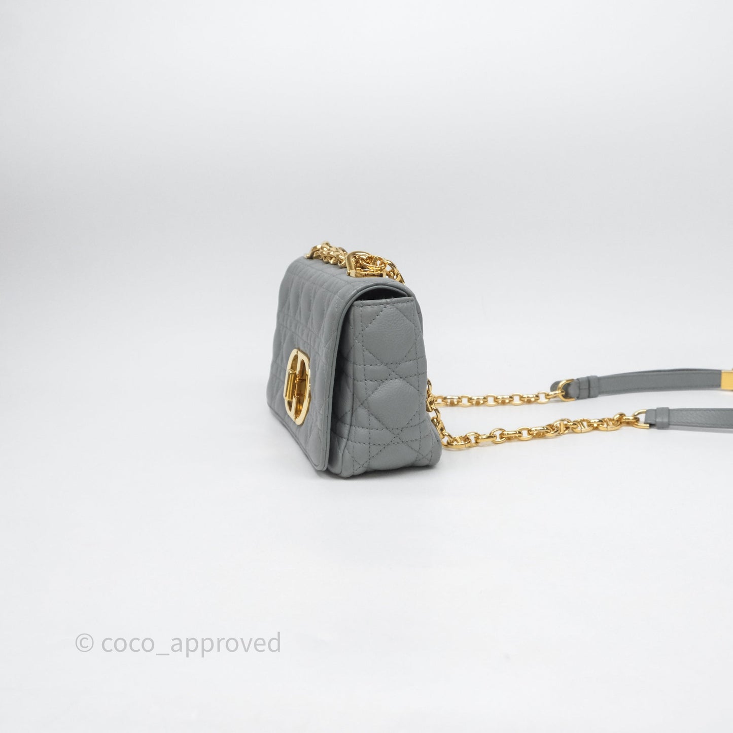 Christian Dior Small Caro Bag Stone Gray Supple Cannage Calfskin