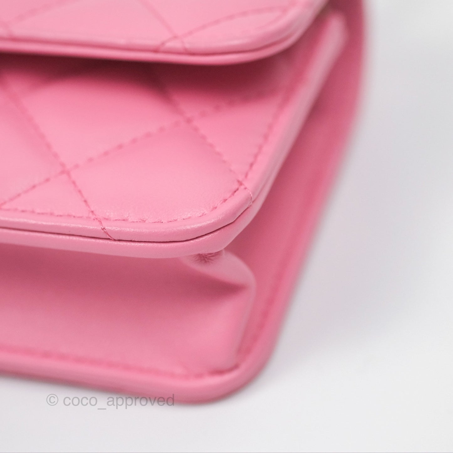 Chanel Top Handle Mini WOC Phone Holder with Chain Pink Lambskin