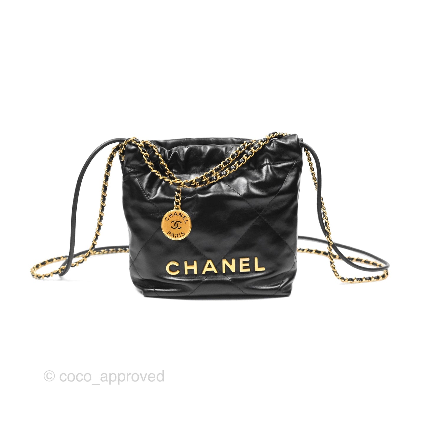 Chanel 22 Mini Bag Black Crumpled Calfskin